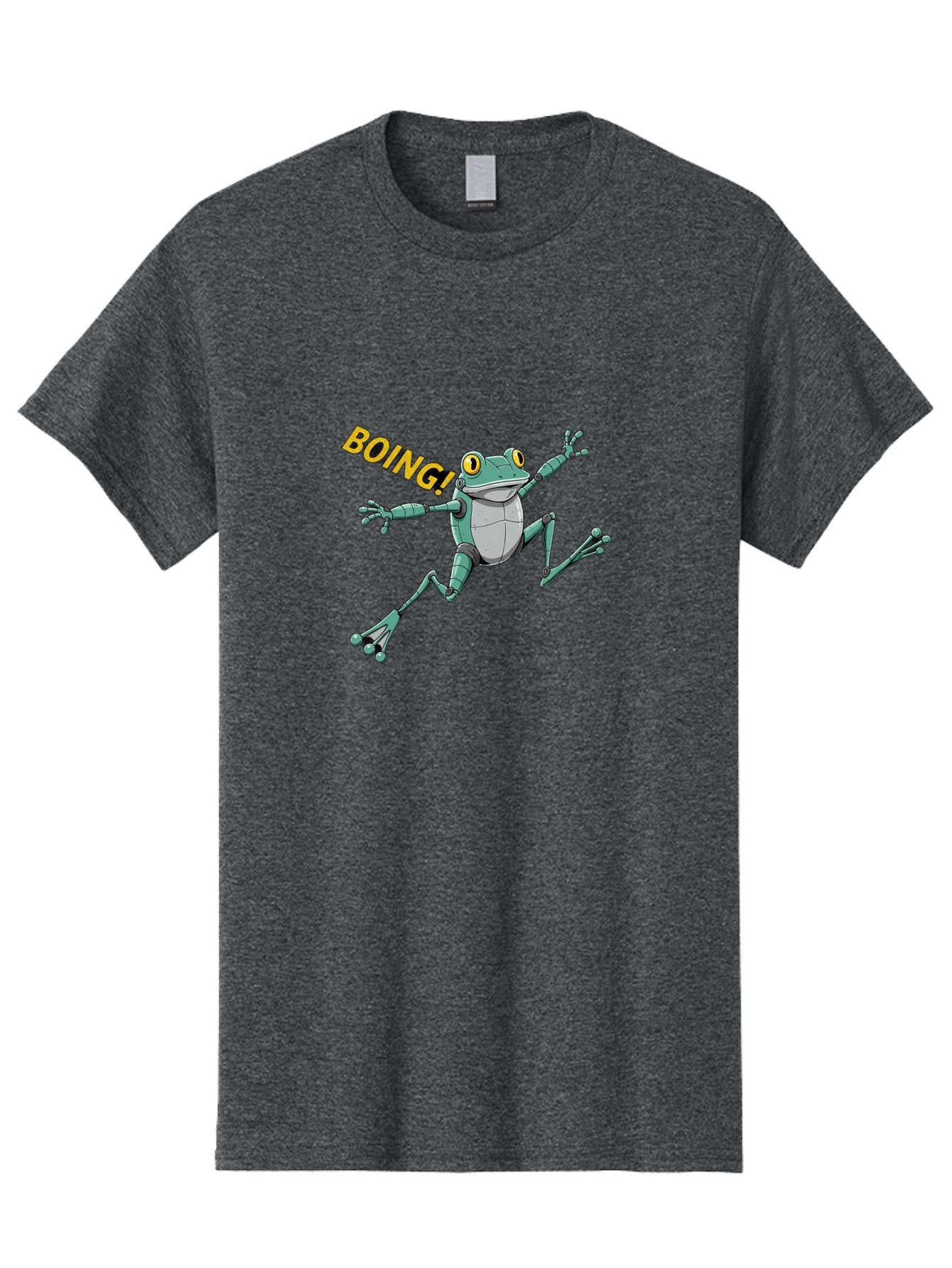 Boing-Frog-3 Men'S Graphic Tee, 100% Cotton, Comfortable Casual Summer Wear, Machine Washable, Cartoon Frog, Funny Animal, Playful Amphibian, Yellow Eyes, Jumping Motion, Comic Effect, Boing Text, Playful Vibe, Cartoon Character, Bab691 12