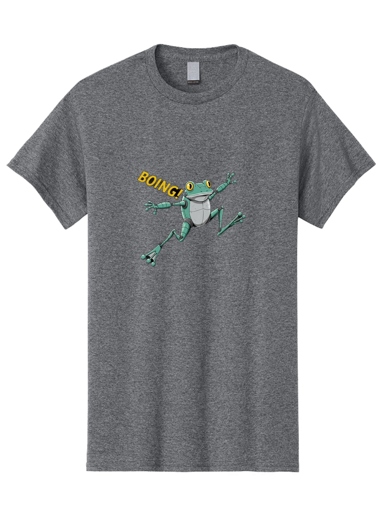 Boing-Frog-3 Men'S Graphic Tee, 100% Cotton, Comfortable Casual Summer Wear, Machine Washable, Cartoon Frog, Funny Animal, Playful Amphibian, Yellow Eyes, Jumping Motion, Comic Effect, Boing Text, Playful Vibe, Cartoon Character, Bab691
