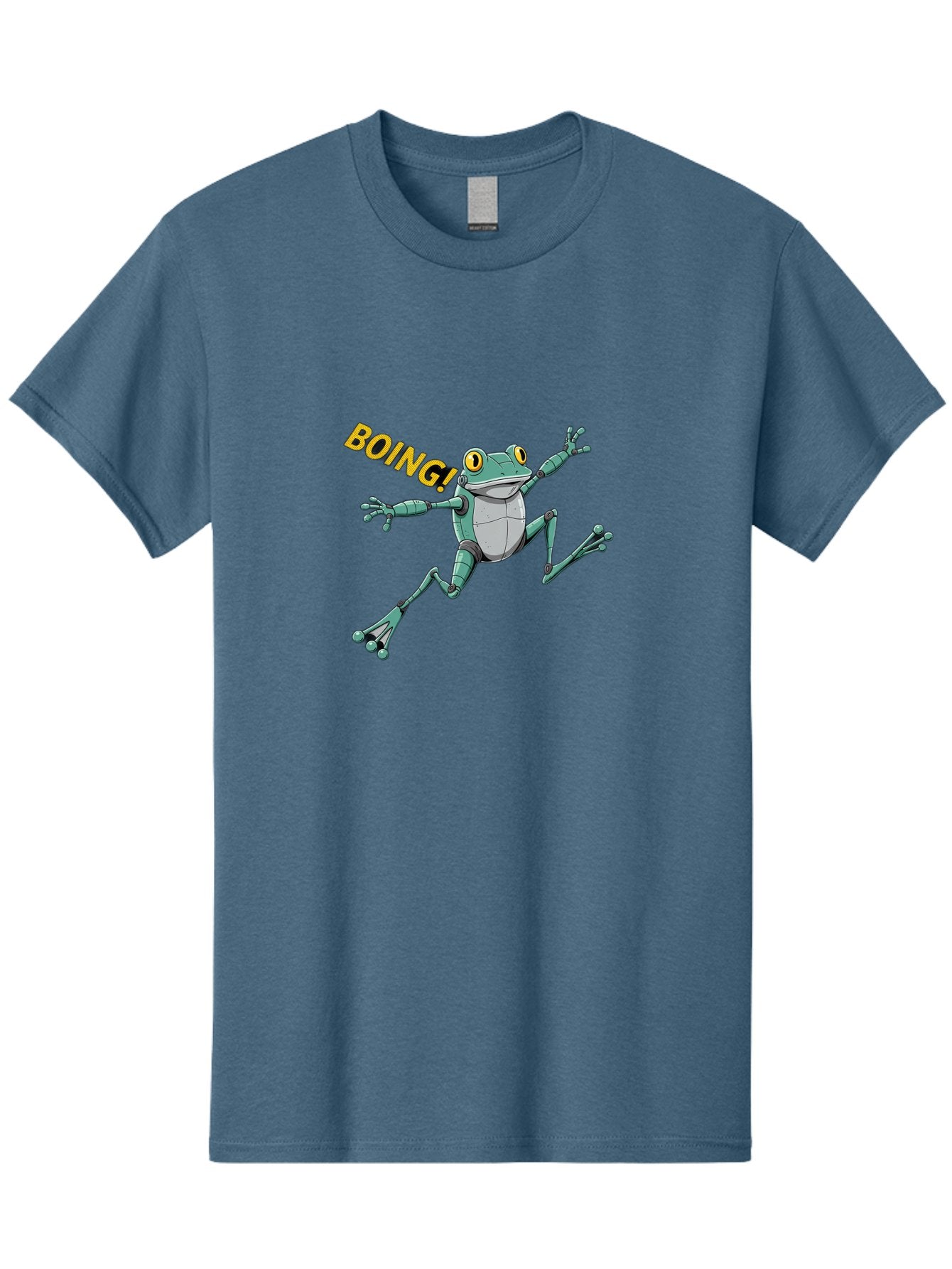 Boing-Frog-3 Men'S Graphic Tee, 100% Cotton, Comfortable Casual Summer Wear, Machine Washable, Cartoon Frog, Funny Animal, Playful Amphibian, Yellow Eyes, Jumping Motion, Comic Effect, Boing Text, Playful Vibe, Cartoon Character, Bab691 5