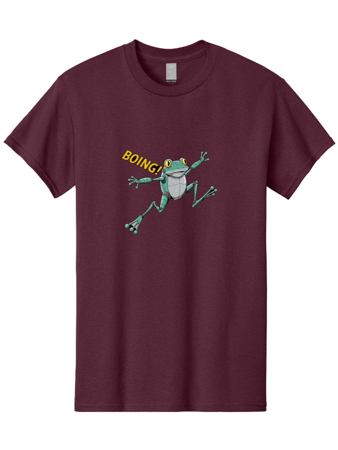 Boing-Frog-3 Men'S Graphic Tee, 100% Cotton, Comfortable Casual Summer Wear, Machine Washable, Cartoon Frog, Funny Animal, Playful Amphibian, Yellow Eyes, Jumping Motion, Comic Effect, Boing Text, Playful Vibe, Cartoon Character, Bab691 9