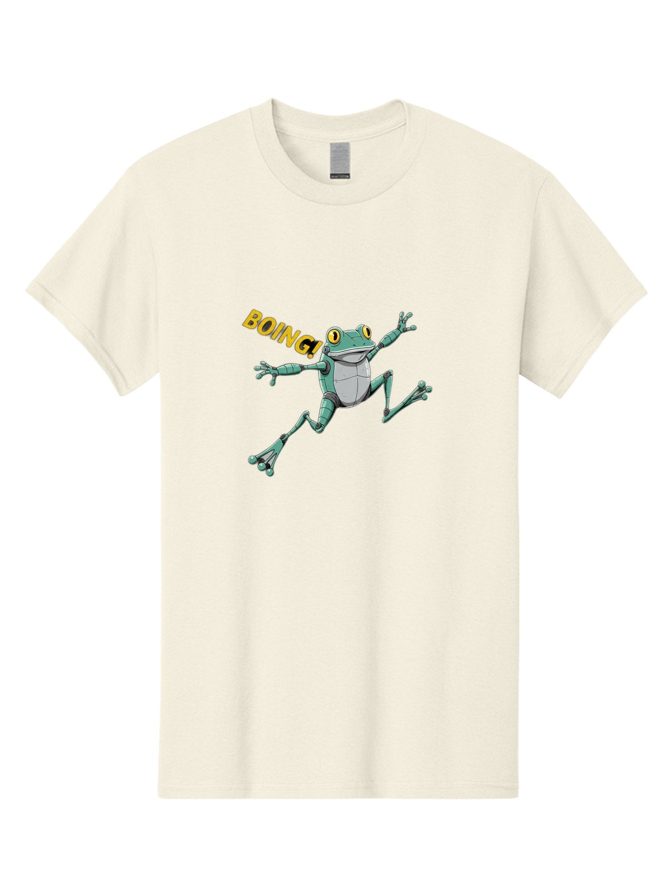 Boing-Frog-3 Men'S Graphic Tee, 100% Cotton, Comfortable Casual Summer Wear, Machine Washable, Cartoon Frog, Funny Animal, Playful Amphibian, Yellow Eyes, Jumping Motion, Comic Effect, Boing Text, Playful Vibe, Cartoon Character, Bab691 7