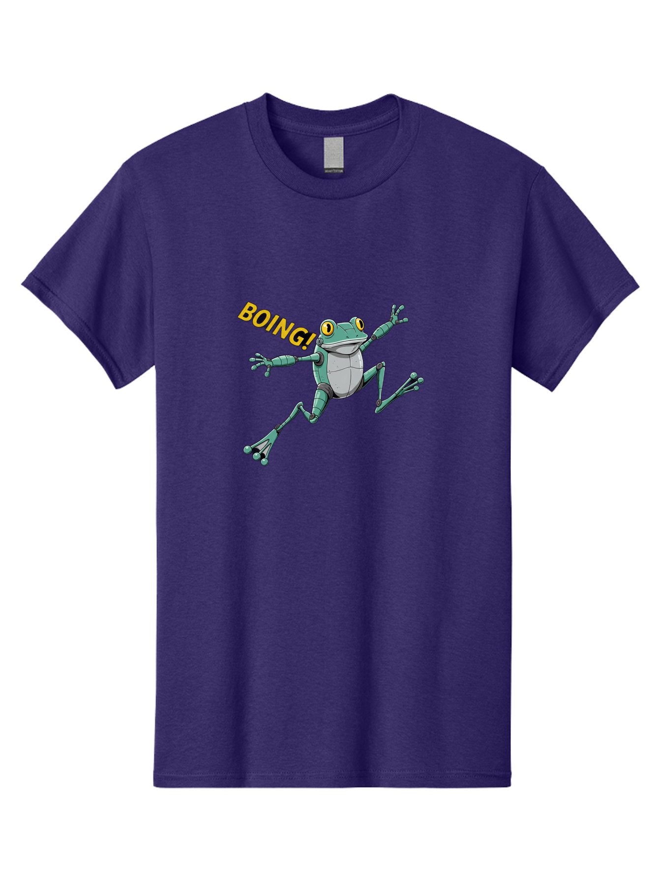 Boing-Frog-3 Men'S Graphic Tee, 100% Cotton, Comfortable Casual Summer Wear, Machine Washable, Cartoon Frog, Funny Animal, Playful Amphibian, Yellow Eyes, Jumping Motion, Comic Effect, Boing Text, Playful Vibe, Cartoon Character, Bab691 3