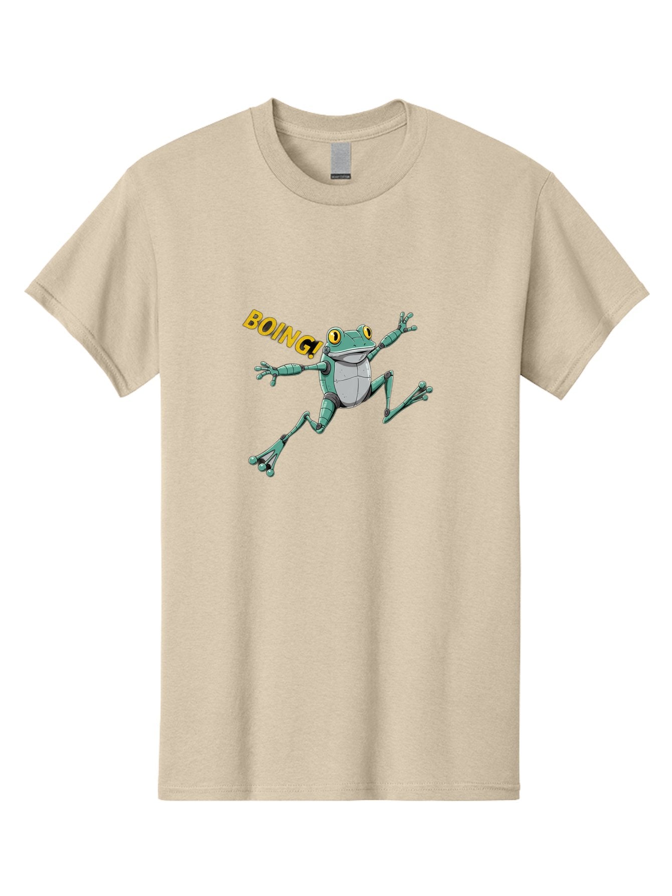 Boing-Frog-3 Men'S Graphic Tee, 100% Cotton, Comfortable Casual Summer Wear, Machine Washable, Cartoon Frog, Funny Animal, Playful Amphibian, Yellow Eyes, Jumping Motion, Comic Effect, Boing Text, Playful Vibe, Cartoon Character, Bab691 11