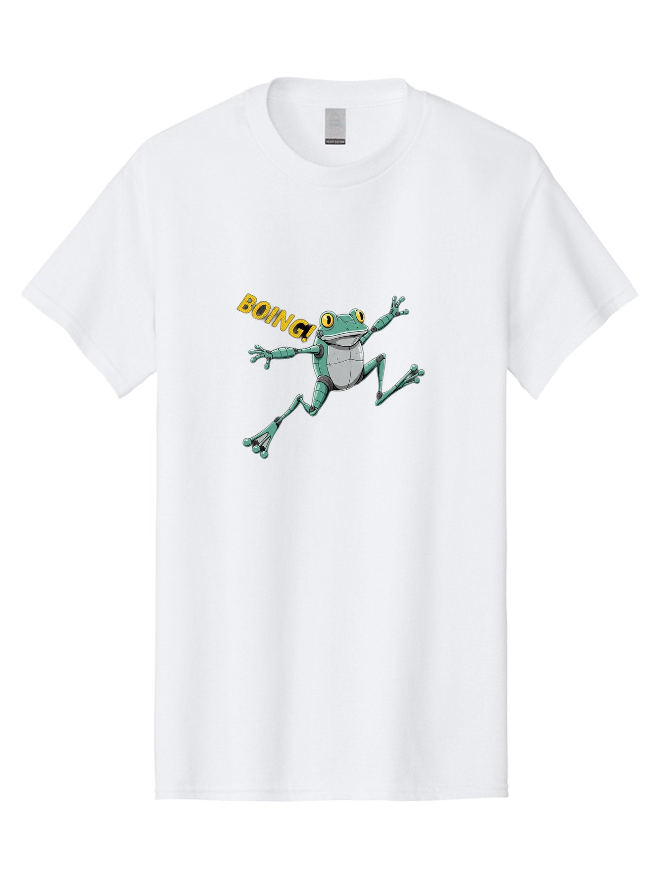 Boing-Frog-3 Men'S Graphic Tee, 100% Cotton, Comfortable Casual Summer Wear, Machine Washable, Cartoon Frog, Funny Animal, Playful Amphibian, Yellow Eyes, Jumping Motion, Comic Effect, Boing Text, Playful Vibe, Cartoon Character, Bab691 10