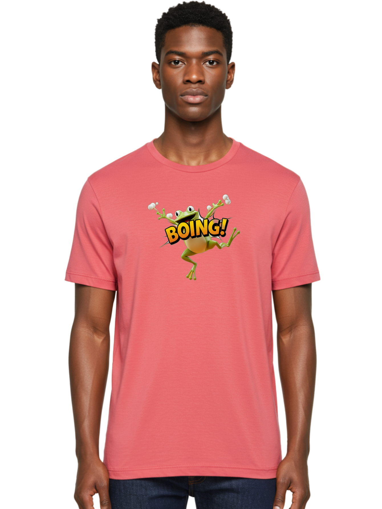 Boing Men'S Graphic Tee, 100% Cotton, Comfortable Casual Summer Wear, Machine Washable, Funny Frog, Cartoon Character, Humorous Illustration, Comedic Effect, Playful Animation, Bouncing Frog, 3D Animation, Visual Humor, Comedic Relief Bab693 18