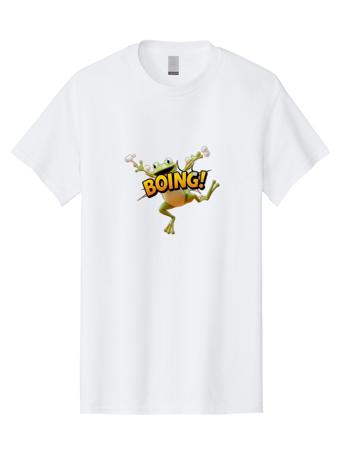 Boing Men'S Graphic Tee, 100% Cotton, Comfortable Casual Summer Wear, Machine Washable, Funny Frog, Cartoon Character, Humorous Illustration, Comedic Effect, Playful Animation, Bouncing Frog, 3D Animation, Visual Humor, Comedic Relief Bab693