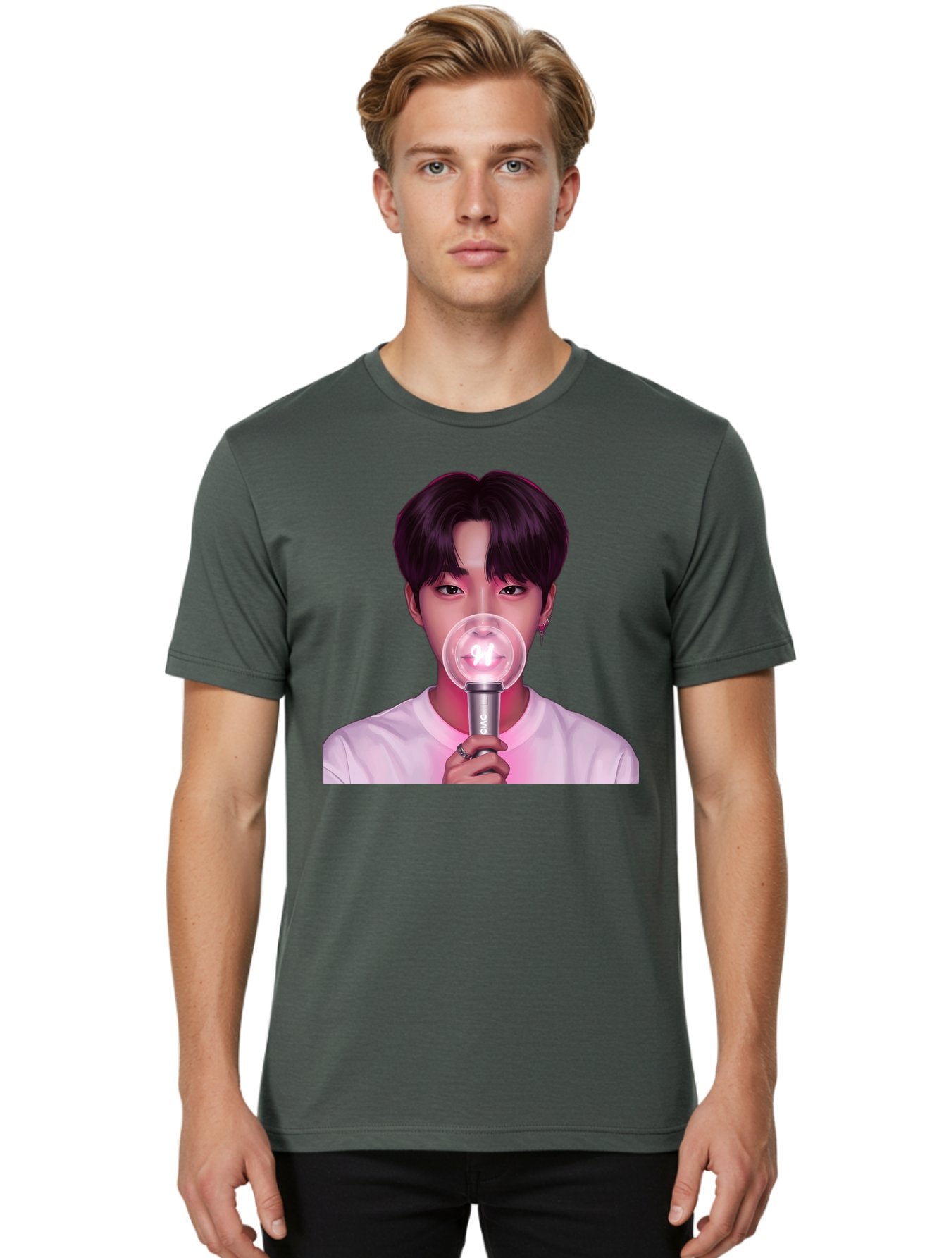 Bts-Army-Bomb Men'S Graphic Tee, 100% Cotton, Comfortable Casual Summer Wear, Machine Washable, K-Pop Fan, Bts Merchandise, Army Bomb Lightstick, Concert Accessory, Fandom Symbol, Bts Army, Fan Culture, K-Pop Merchandise, Bts Concert Bab694 30