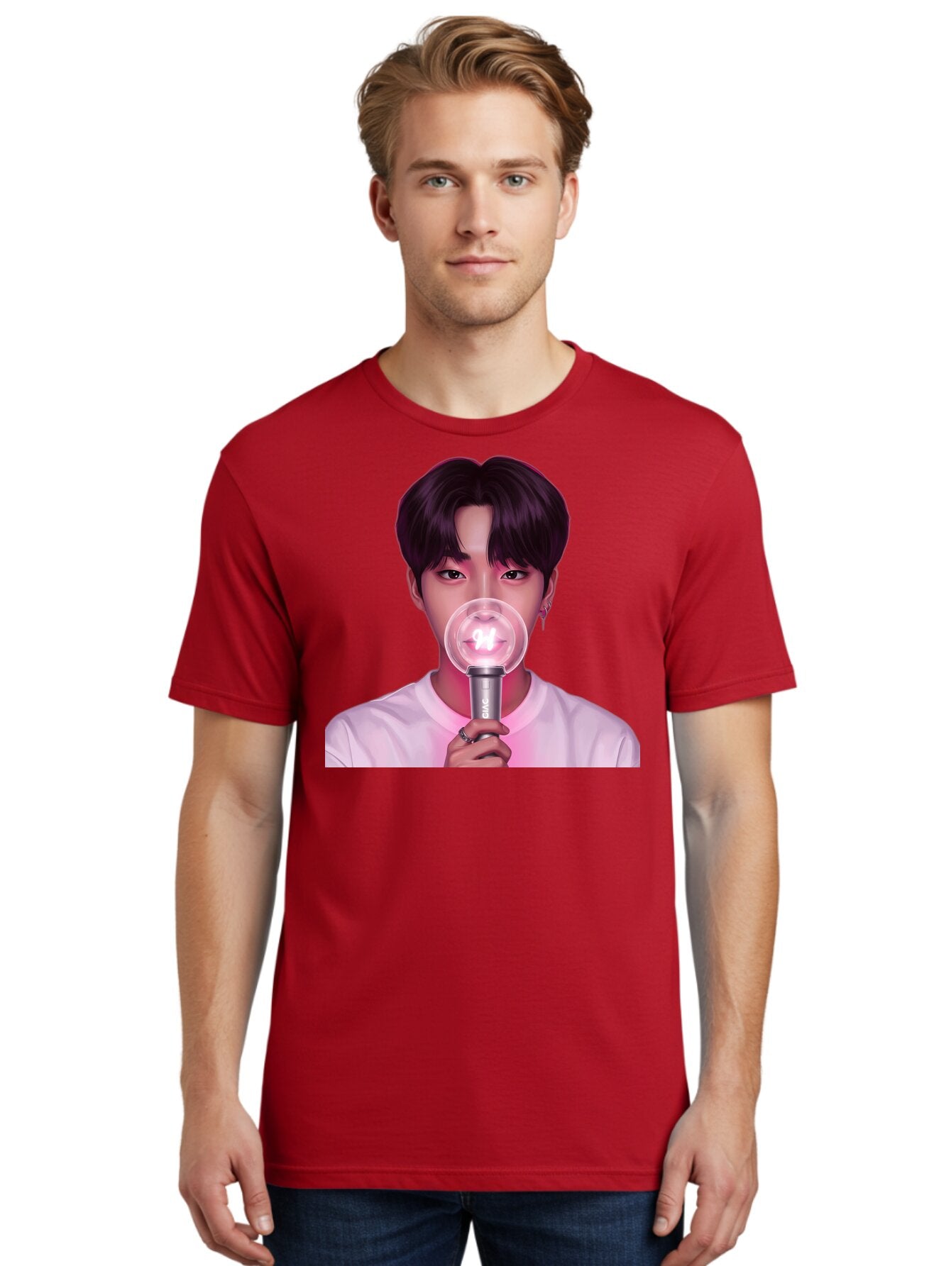 Bts-Army-Bomb Men'S Graphic Tee, 100% Cotton, Comfortable Casual Summer Wear, Machine Washable, K-Pop Fan, Bts Merchandise, Army Bomb Lightstick, Concert Accessory, Fandom Symbol, Bts Army, Fan Culture, K-Pop Merchandise, Bts Concert Bab694 23