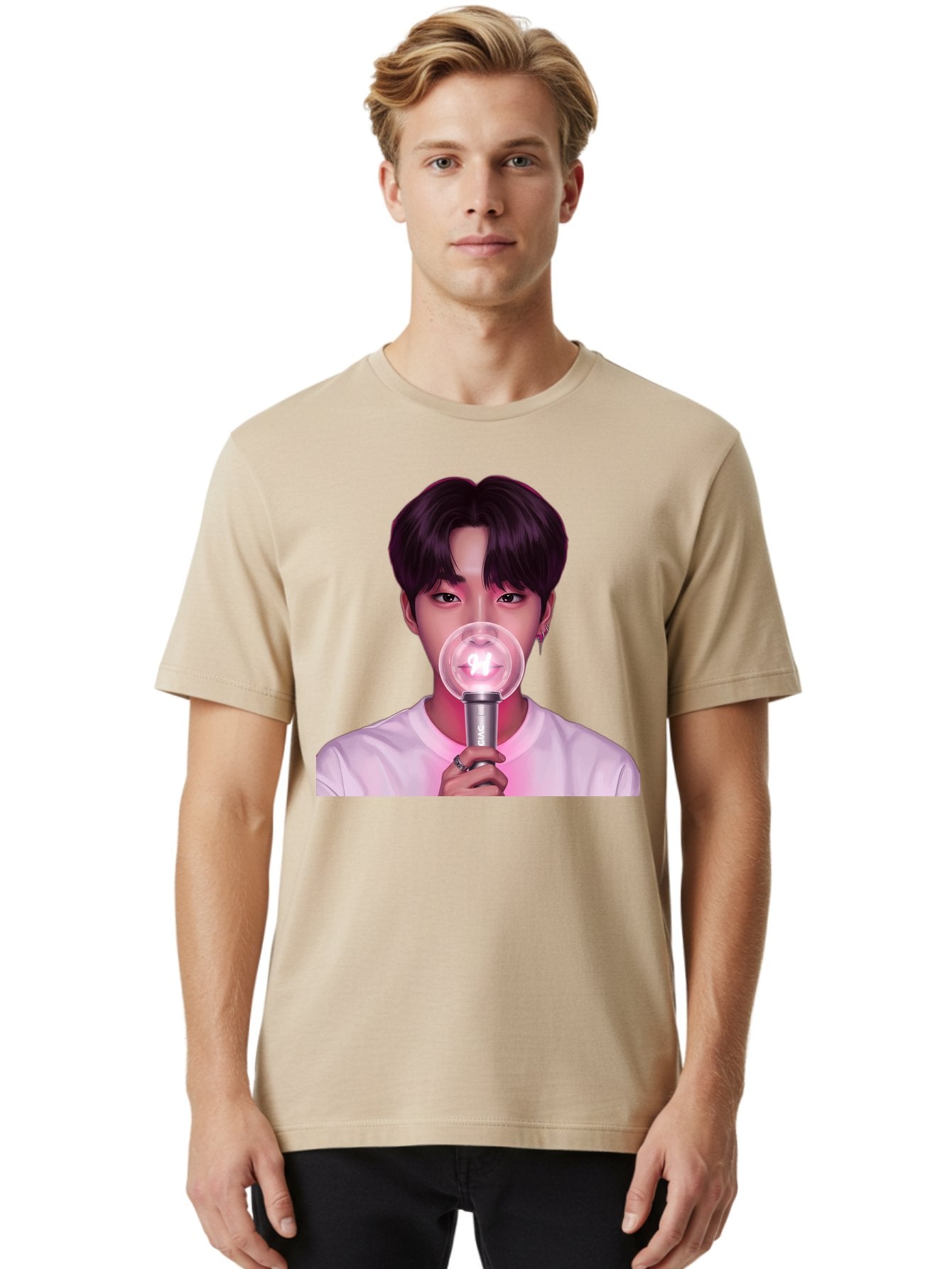 Bts-Army-Bomb Men'S Graphic Tee, 100% Cotton, Comfortable Casual Summer Wear, Machine Washable, K-Pop Fan, Bts Merchandise, Army Bomb Lightstick, Concert Accessory, Fandom Symbol, Bts Army, Fan Culture, K-Pop Merchandise, Bts Concert Bab694 21