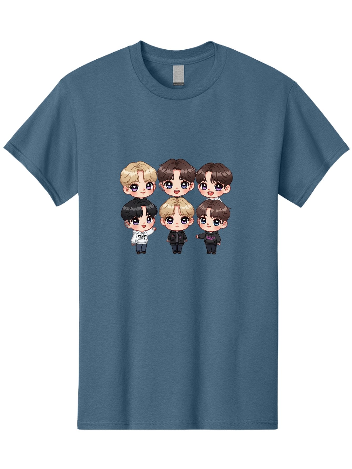 Bts-Cartoon-Characters Men'S Graphic Tee, 100% Cotton, Comfortable Casual Summer Wear, Machine Washable, K-Pop Chibi Characters, Cartoon Illustration, Bts Members, Chibi Art, Manga Style, Cartoon Characters, K-Pop Fans, Digital Art, Bab696 14