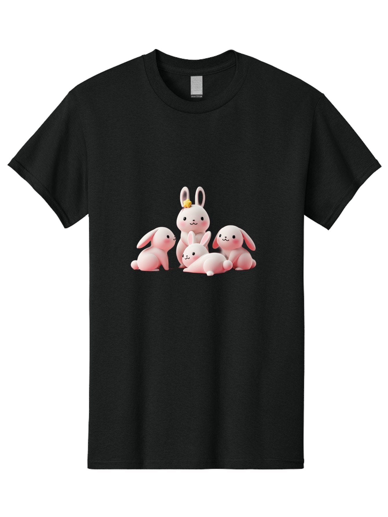 Bunnies Men'S Graphic Tee, 100% Cotton, Comfortable Casual Summer Wear, Machine Washable, Pink Bunnies, Cute Cartoon Rabbits, Adorable Creatures, Playful Animals, Smiling Faces, Rabbit Family, Pastel Colors, Easter Theme Bab699 9