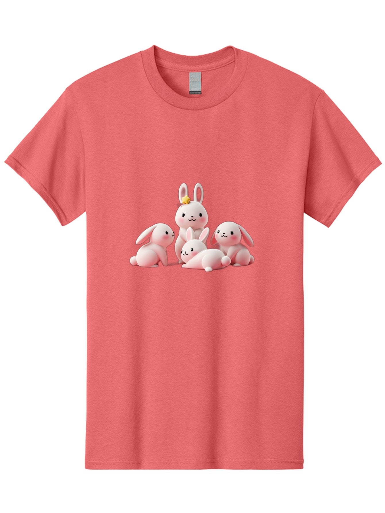 Bunnies Men'S Graphic Tee, 100% Cotton, Comfortable Casual Summer Wear, Machine Washable, Pink Bunnies, Cute Cartoon Rabbits, Adorable Creatures, Playful Animals, Smiling Faces, Rabbit Family, Pastel Colors, Easter Theme Bab699 8
