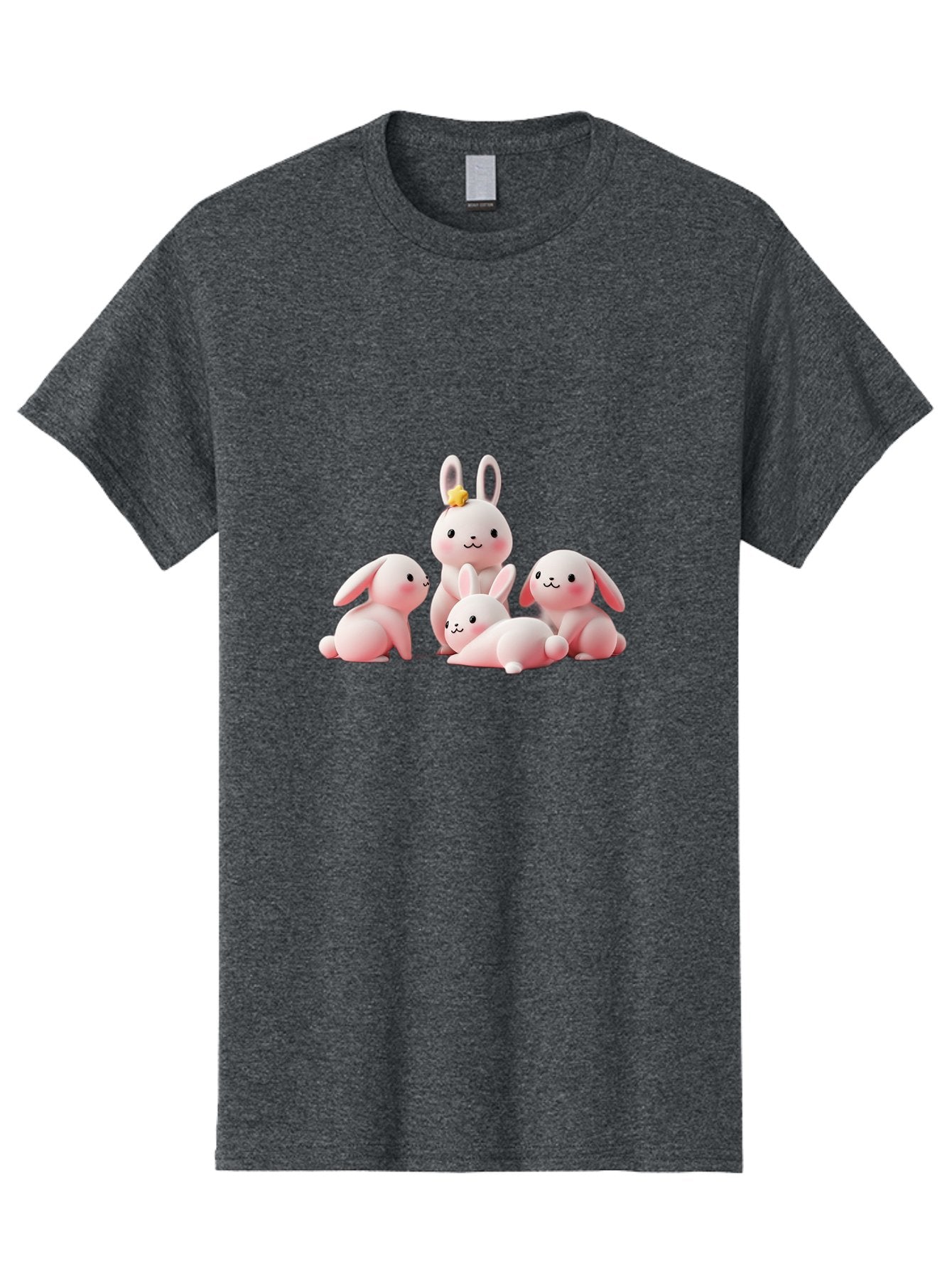 Bunnies Men'S Graphic Tee, 100% Cotton, Comfortable Casual Summer Wear, Machine Washable, Pink Bunnies, Cute Cartoon Rabbits, Adorable Creatures, Playful Animals, Smiling Faces, Rabbit Family, Pastel Colors, Easter Theme Bab699 10