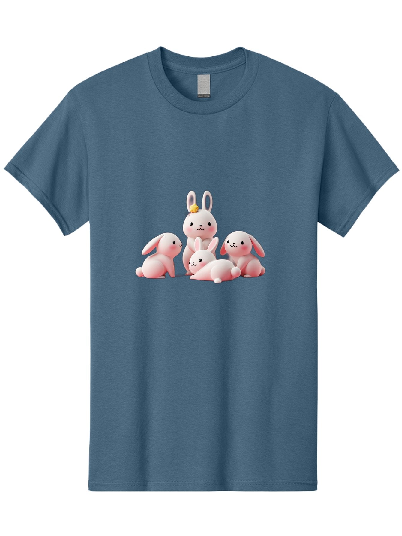 Bunnies Men'S Graphic Tee, 100% Cotton, Comfortable Casual Summer Wear, Machine Washable, Pink Bunnies, Cute Cartoon Rabbits, Adorable Creatures, Playful Animals, Smiling Faces, Rabbit Family, Pastel Colors, Easter Theme Bab699 11