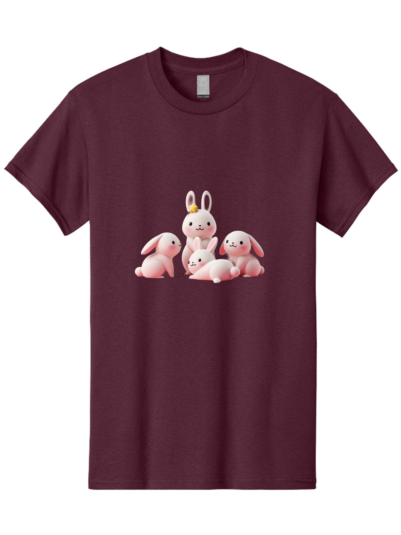 Bunnies Men'S Graphic Tee, 100% Cotton, Comfortable Casual Summer Wear, Machine Washable, Pink Bunnies, Cute Cartoon Rabbits, Adorable Creatures, Playful Animals, Smiling Faces, Rabbit Family, Pastel Colors, Easter Theme Bab699 7