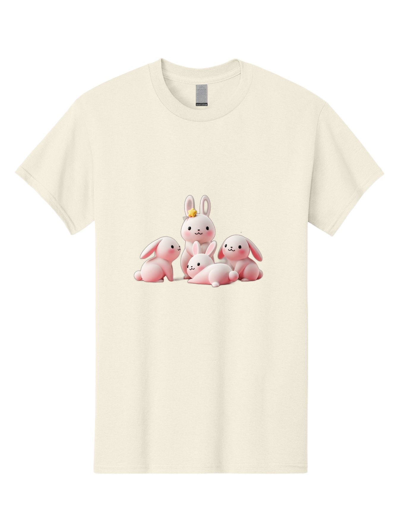 Bunnies Men'S Graphic Tee, 100% Cotton, Comfortable Casual Summer Wear, Machine Washable, Pink Bunnies, Cute Cartoon Rabbits, Adorable Creatures, Playful Animals, Smiling Faces, Rabbit Family, Pastel Colors, Easter Theme Bab699 13