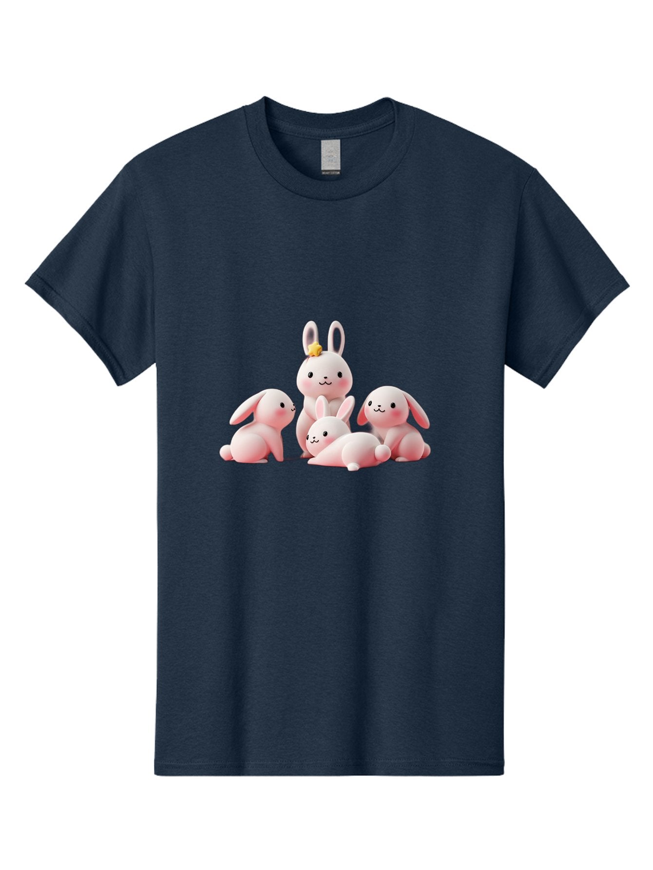 Bunnies Men'S Graphic Tee, 100% Cotton, Comfortable Casual Summer Wear, Machine Washable, Pink Bunnies, Cute Cartoon Rabbits, Adorable Creatures, Playful Animals, Smiling Faces, Rabbit Family, Pastel Colors, Easter Theme Bab699 12