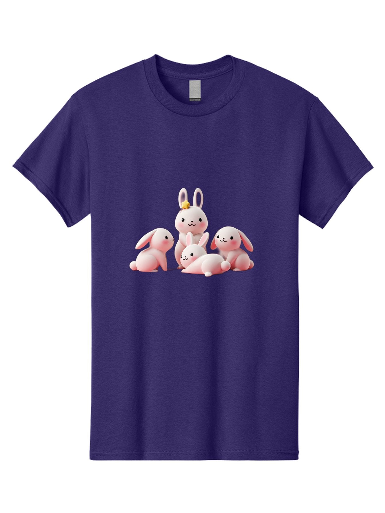 Bunnies Men'S Graphic Tee, 100% Cotton, Comfortable Casual Summer Wear, Machine Washable, Pink Bunnies, Cute Cartoon Rabbits, Adorable Creatures, Playful Animals, Smiling Faces, Rabbit Family, Pastel Colors, Easter Theme Bab699 5