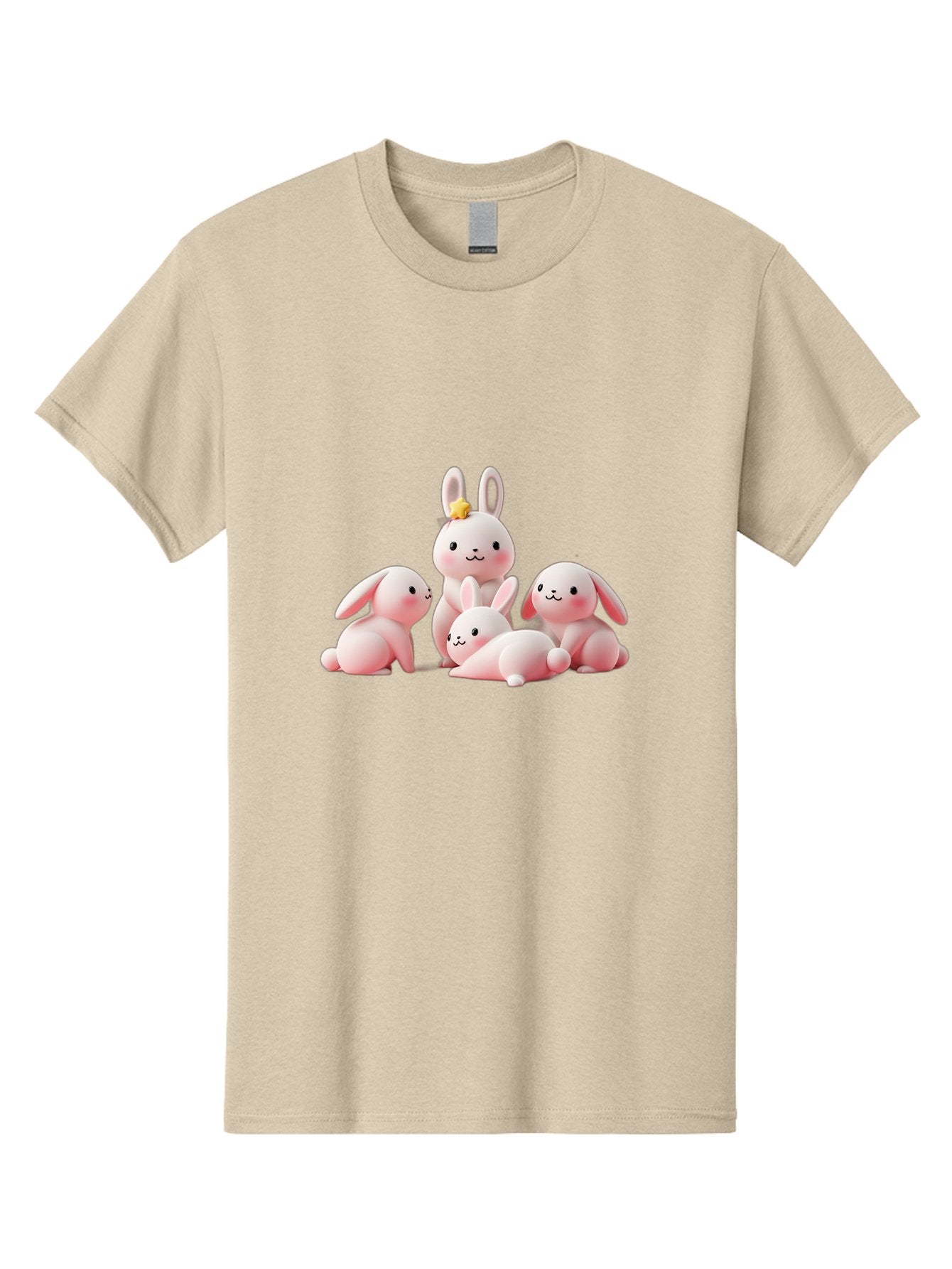 Bunnies Men'S Graphic Tee, 100% Cotton, Comfortable Casual Summer Wear, Machine Washable, Pink Bunnies, Cute Cartoon Rabbits, Adorable Creatures, Playful Animals, Smiling Faces, Rabbit Family, Pastel Colors, Easter Theme Bab699 6