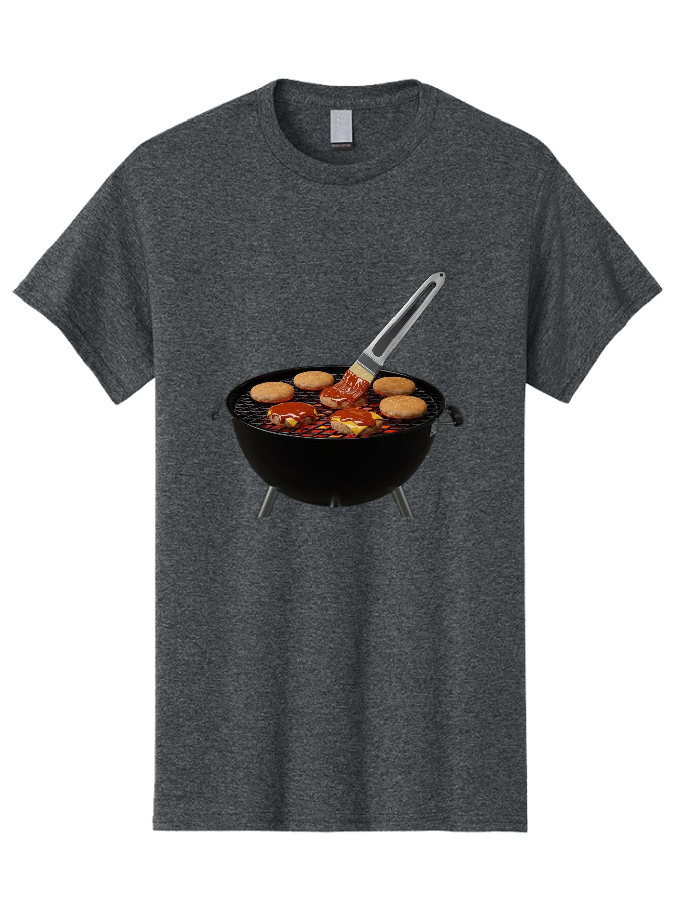 Burger-On-Grill Men'S Graphic Tee, 100% Cotton, Comfortable Casual Summer Wear, Machine Washable, Grilled Burgers, Bbq Sauce, Barbecue Brush, Outdoor Cooking, Grill Marks, Gourmet Burgers, Delicious Food, Appetizing Meal, Summer Grilling Bab701 8