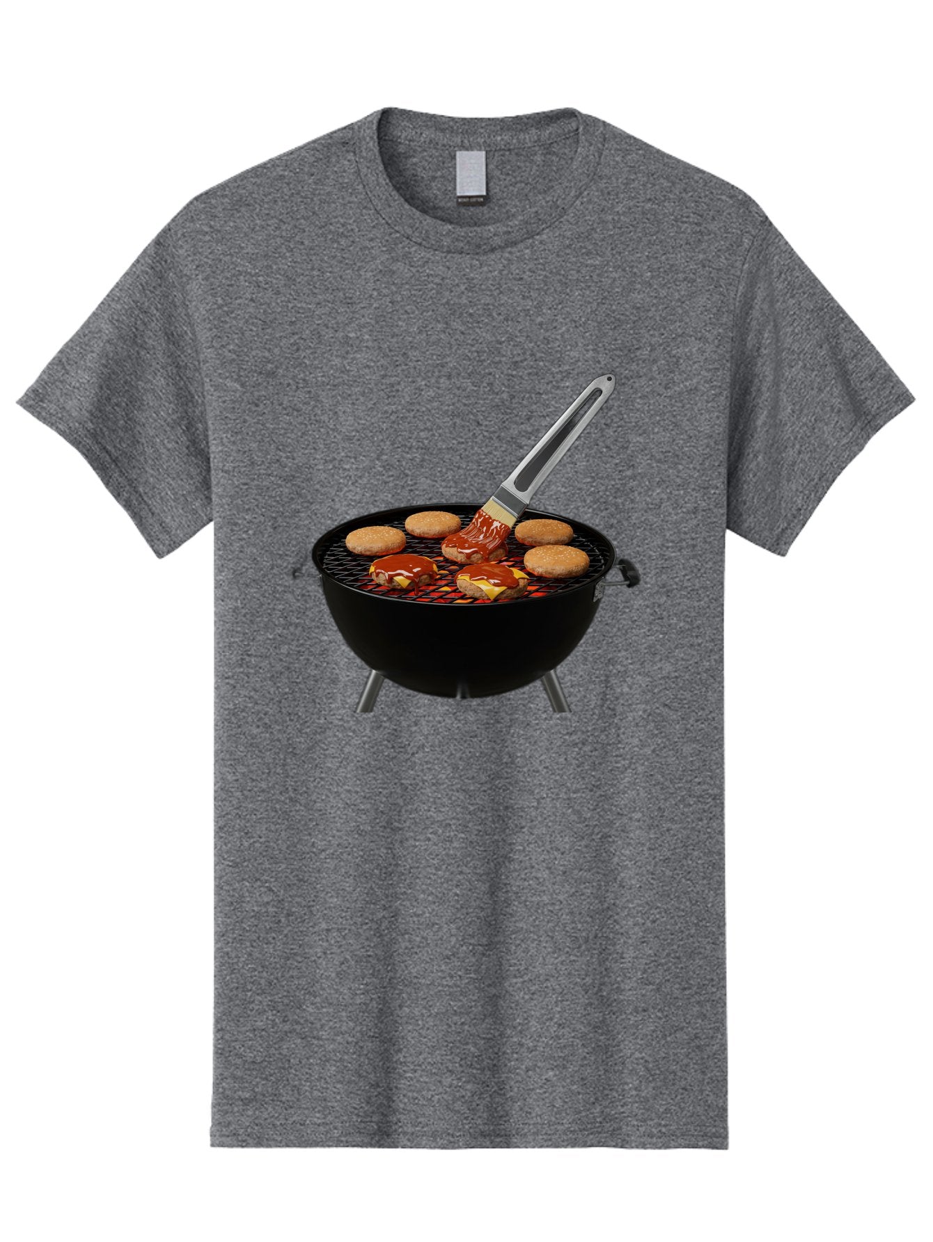 Burger-On-Grill Men'S Graphic Tee, 100% Cotton, Comfortable Casual Summer Wear, Machine Washable, Grilled Burgers, Bbq Sauce, Barbecue Brush, Outdoor Cooking, Grill Marks, Gourmet Burgers, Delicious Food, Appetizing Meal, Summer Grilling Bab701 7