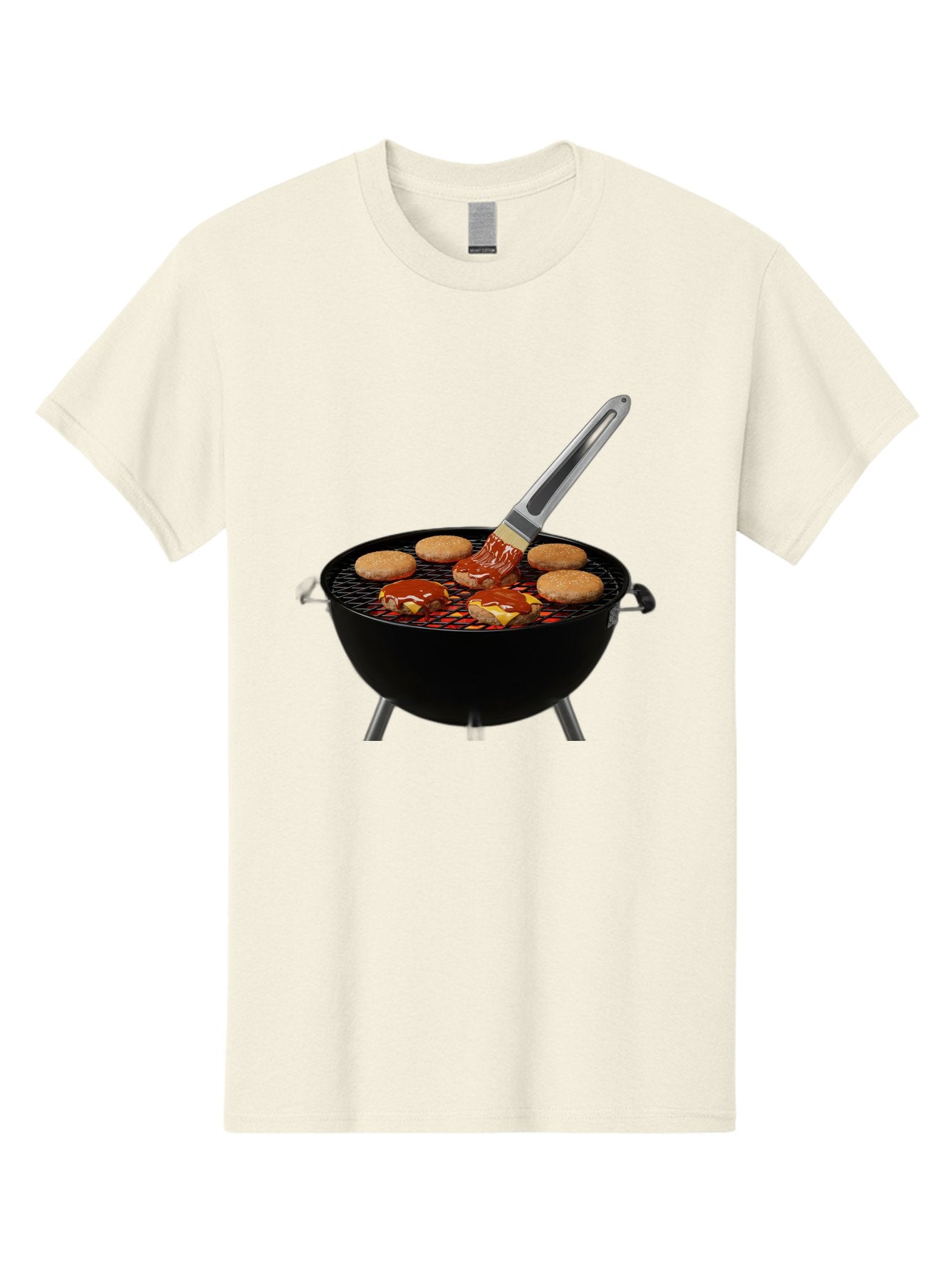 Burger-On-Grill Men'S Graphic Tee, 100% Cotton, Comfortable Casual Summer Wear, Machine Washable, Grilled Burgers, Bbq Sauce, Barbecue Brush, Outdoor Cooking, Grill Marks, Gourmet Burgers, Delicious Food, Appetizing Meal, Summer Grilling Bab701 11