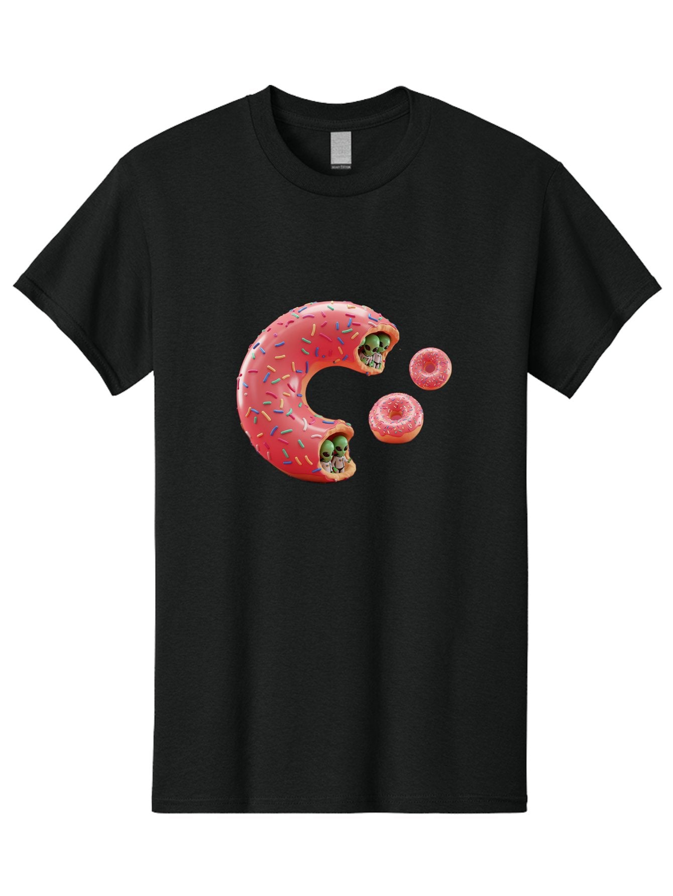 C-Donut Men'S Graphic Tee, 100% Cotton, Comfortable Casual Summer Wear, Machine Washable, Pink Frosted Donuts, Donut Holes With Aliens, 3D Rendered Donuts, Sprinkles On Donuts, Cute Donut Art, Alien Heads In Donuts, Surreal Dessert, Bab702 14