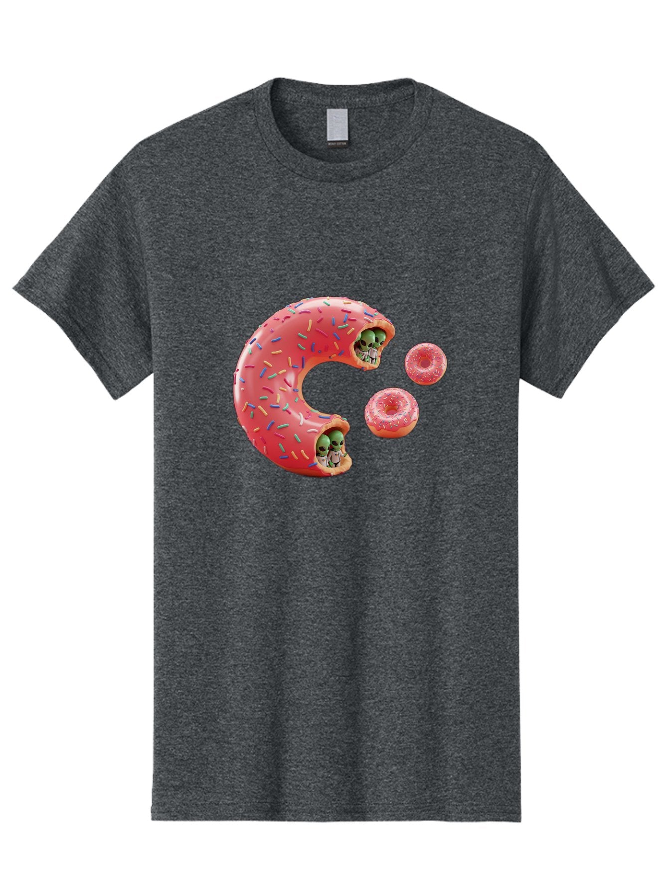 C-Donut Men'S Graphic Tee, 100% Cotton, Comfortable Casual Summer Wear, Machine Washable, Pink Frosted Donuts, Donut Holes With Aliens, 3D Rendered Donuts, Sprinkles On Donuts, Cute Donut Art, Alien Heads In Donuts, Surreal Dessert, Bab702 8
