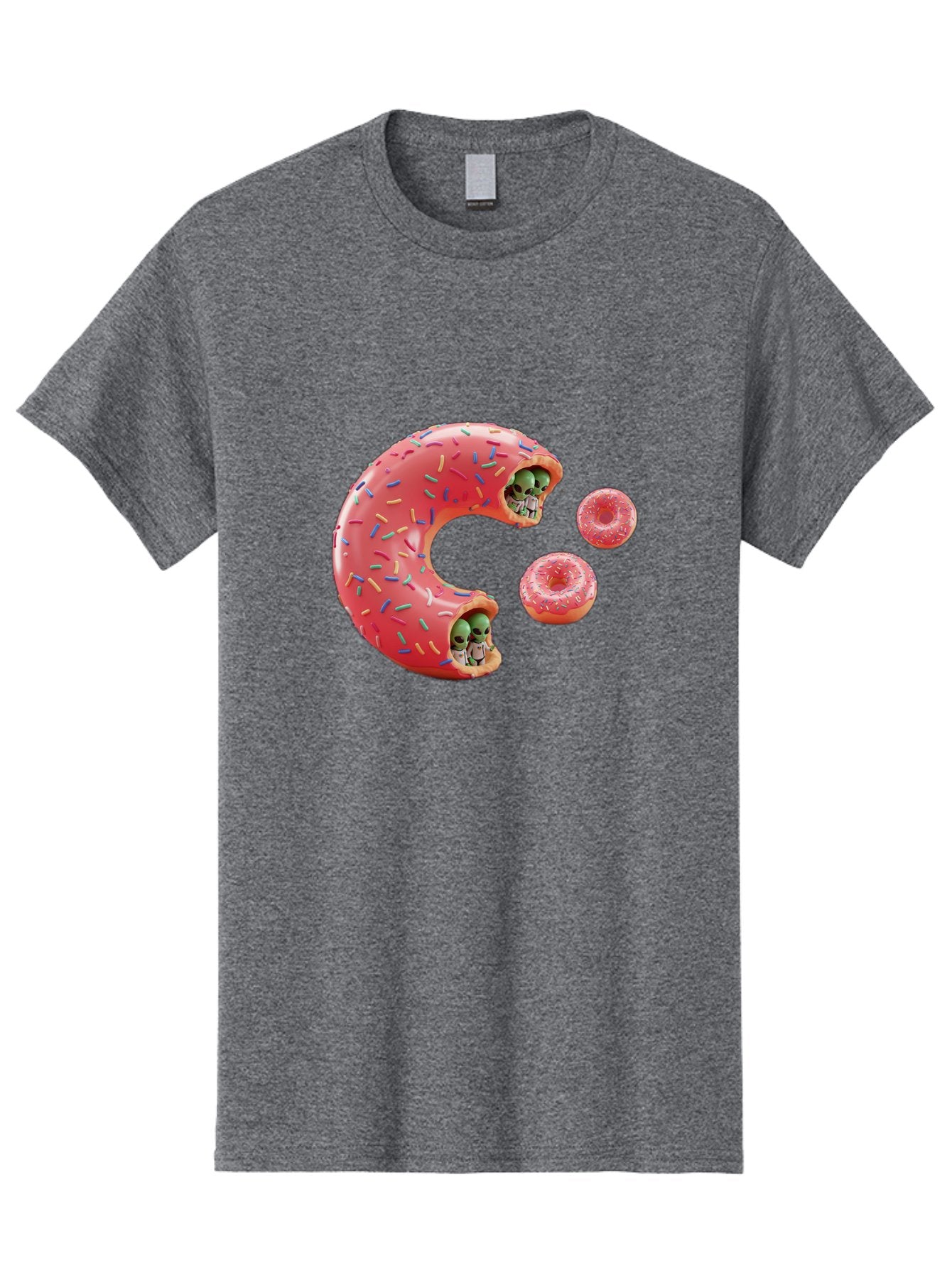 C-Donut Men'S Graphic Tee, 100% Cotton, Comfortable Casual Summer Wear, Machine Washable, Pink Frosted Donuts, Donut Holes With Aliens, 3D Rendered Donuts, Sprinkles On Donuts, Cute Donut Art, Alien Heads In Donuts, Surreal Dessert, Bab702 7