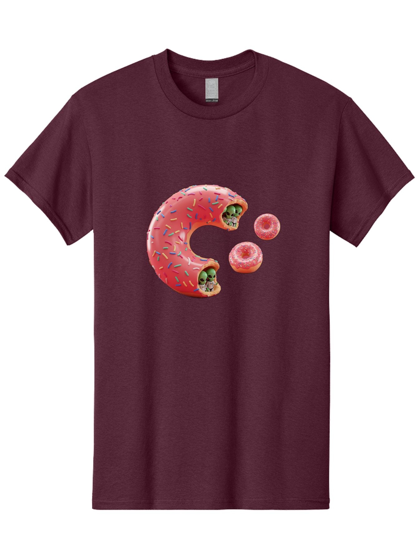 C-Donut Men'S Graphic Tee, 100% Cotton, Comfortable Casual Summer Wear, Machine Washable, Pink Frosted Donuts, Donut Holes With Aliens, 3D Rendered Donuts, Sprinkles On Donuts, Cute Donut Art, Alien Heads In Donuts, Surreal Dessert, Bab702 13