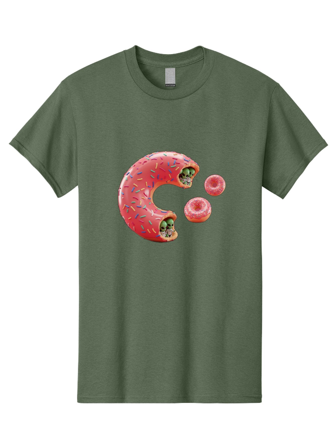 C-Donut Men'S Graphic Tee, 100% Cotton, Comfortable Casual Summer Wear, Machine Washable, Pink Frosted Donuts, Donut Holes With Aliens, 3D Rendered Donuts, Sprinkles On Donuts, Cute Donut Art, Alien Heads In Donuts, Surreal Dessert, Bab702 10