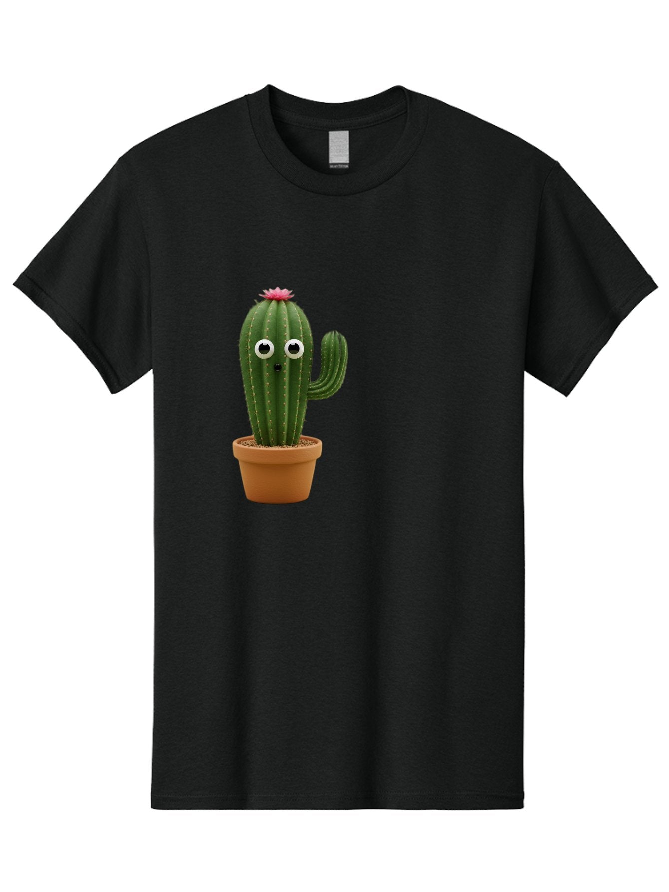 Cactus-With-Eyes Men'S Graphic Tee, 100% Cotton, Comfortable Casual Summer Wear, Machine Washable, Cute Cactus, Cartoon Character, Funny Face, Googley Eyes, Potted Plant, Succulent, Quirky Decor, Whimsical Design, Indoor Plants, Kawaii Bab703 12