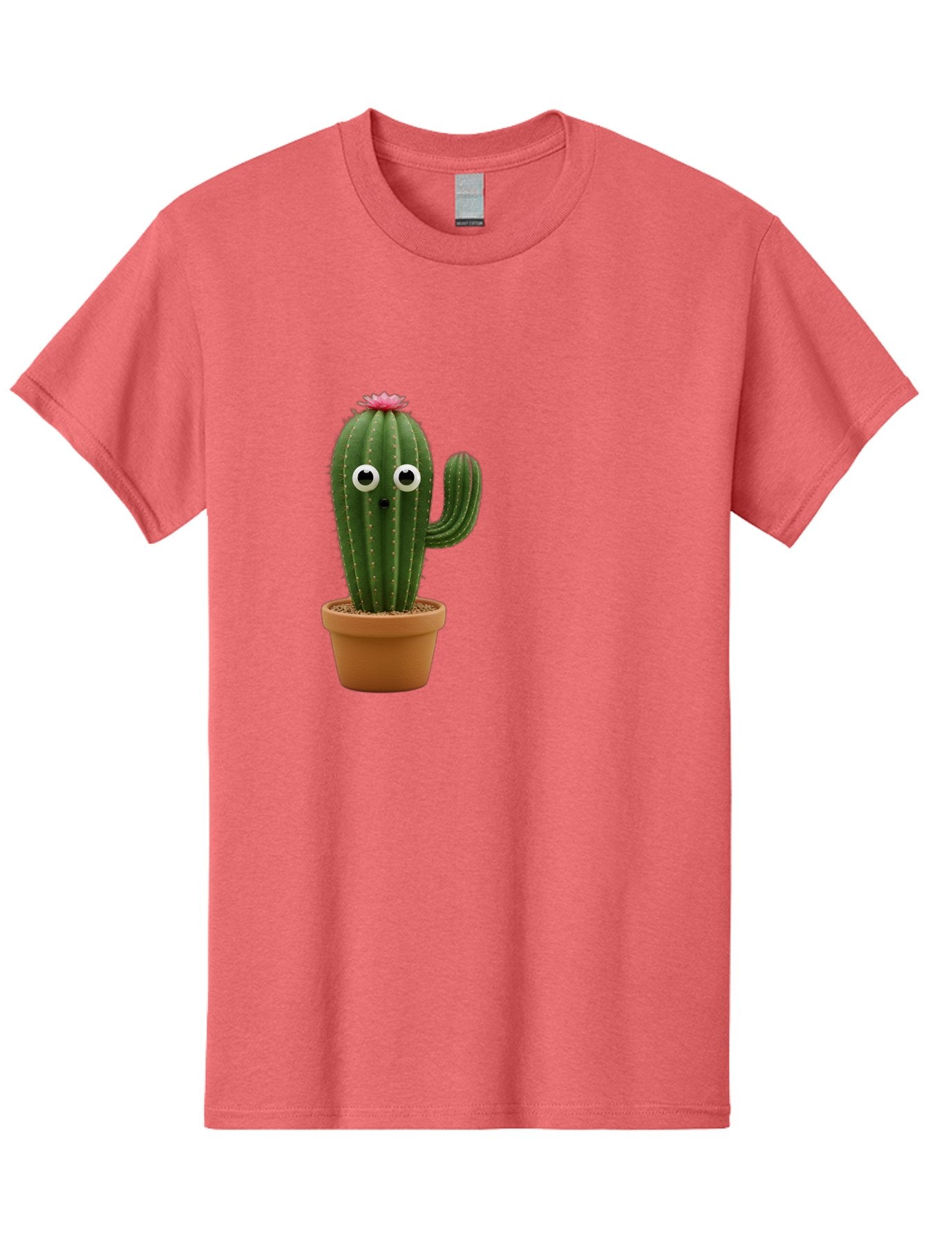 Cactus-With-Eyes Men'S Graphic Tee, 100% Cotton, Comfortable Casual Summer Wear, Machine Washable, Cute Cactus, Cartoon Character, Funny Face, Googley Eyes, Potted Plant, Succulent, Quirky Decor, Whimsical Design, Indoor Plants, Kawaii Bab703 10