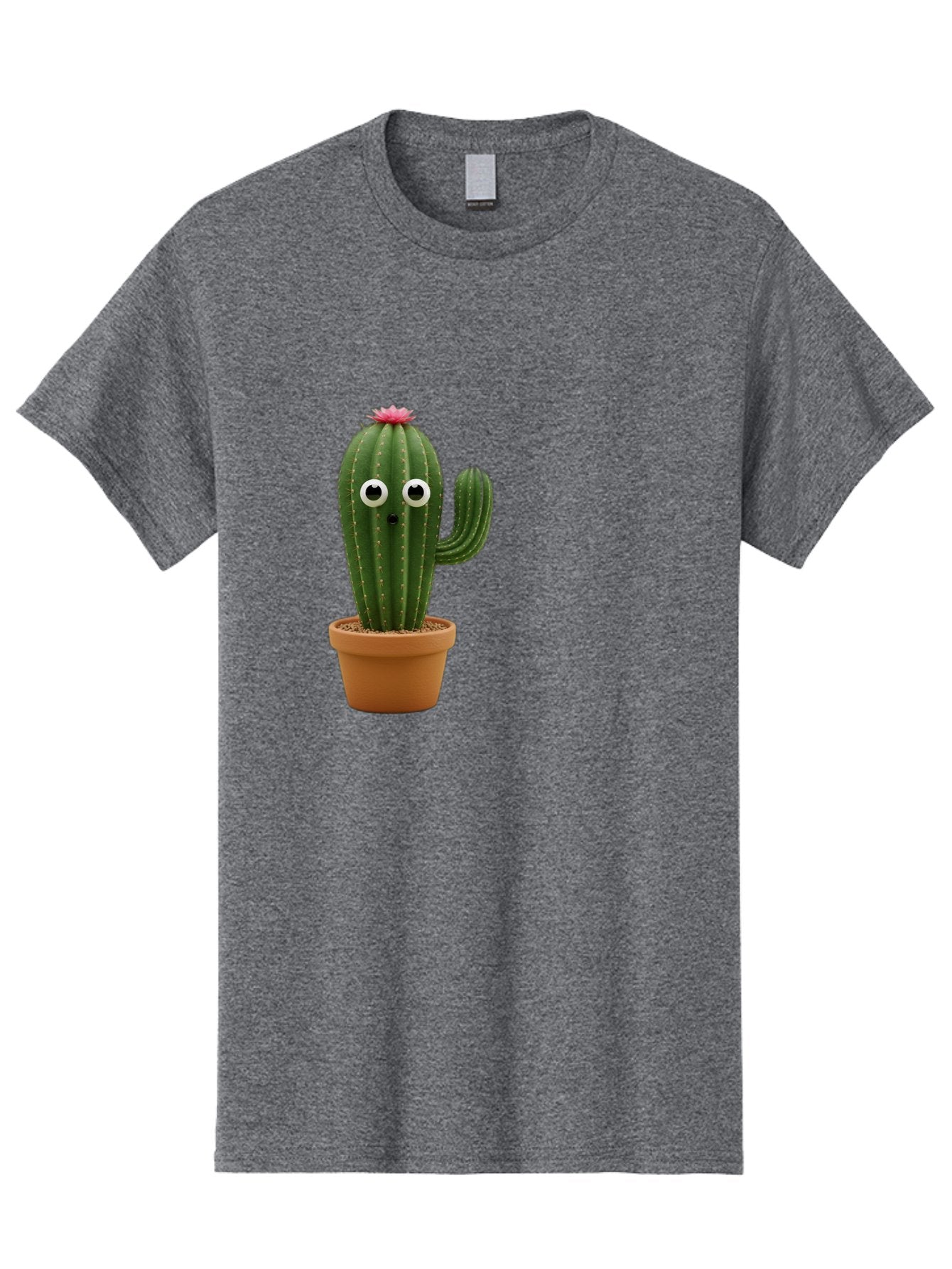 Cactus-With-Eyes Men'S Graphic Tee, 100% Cotton, Comfortable Casual Summer Wear, Machine Washable, Cute Cactus, Cartoon Character, Funny Face, Googley Eyes, Potted Plant, Succulent, Quirky Decor, Whimsical Design, Indoor Plants, Kawaii Bab703 9