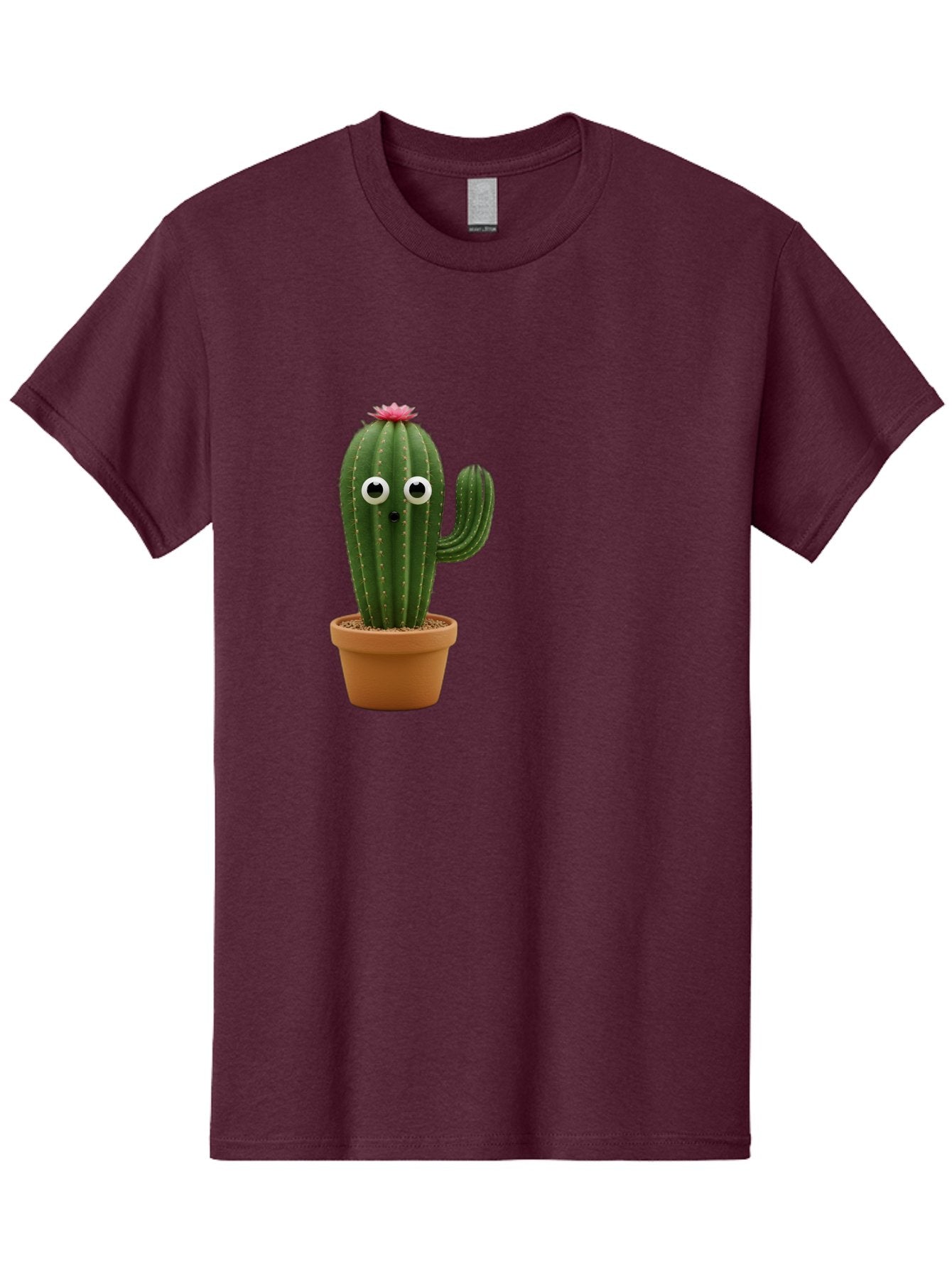 Cactus-With-Eyes Men'S Graphic Tee, 100% Cotton, Comfortable Casual Summer Wear, Machine Washable, Cute Cactus, Cartoon Character, Funny Face, Googley Eyes, Potted Plant, Succulent, Quirky Decor, Whimsical Design, Indoor Plants, Kawaii Bab703 7