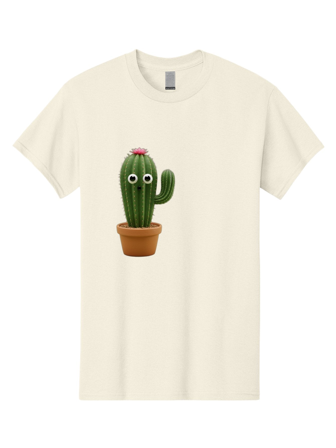 Cactus-With-Eyes Men'S Graphic Tee, 100% Cotton, Comfortable Casual Summer Wear, Machine Washable, Cute Cactus, Cartoon Character, Funny Face, Googley Eyes, Potted Plant, Succulent, Quirky Decor, Whimsical Design, Indoor Plants, Kawaii Bab703 11