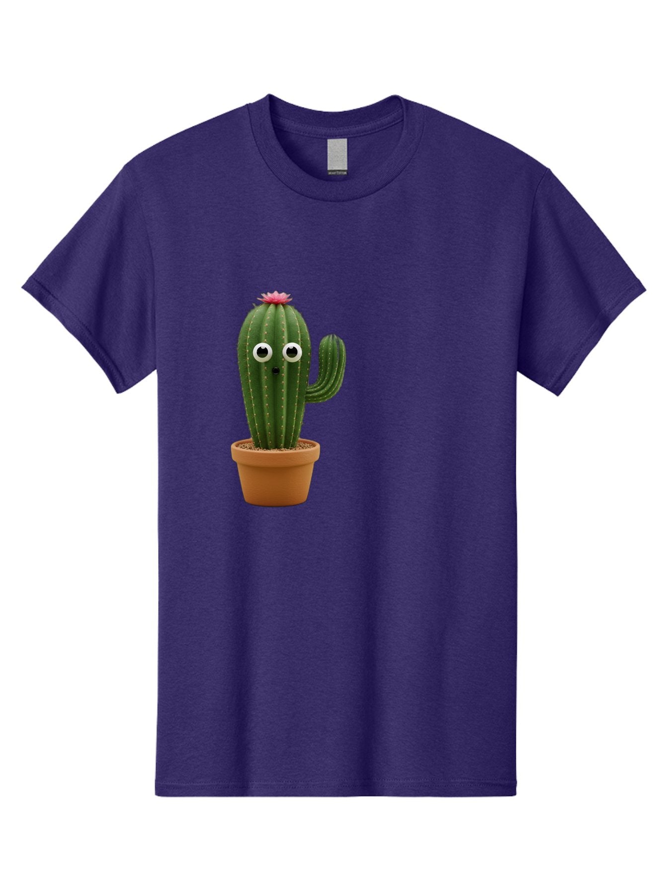 Cactus-With-Eyes Men'S Graphic Tee, 100% Cotton, Comfortable Casual Summer Wear, Machine Washable, Cute Cactus, Cartoon Character, Funny Face, Googley Eyes, Potted Plant, Succulent, Quirky Decor, Whimsical Design, Indoor Plants, Kawaii Bab703 13