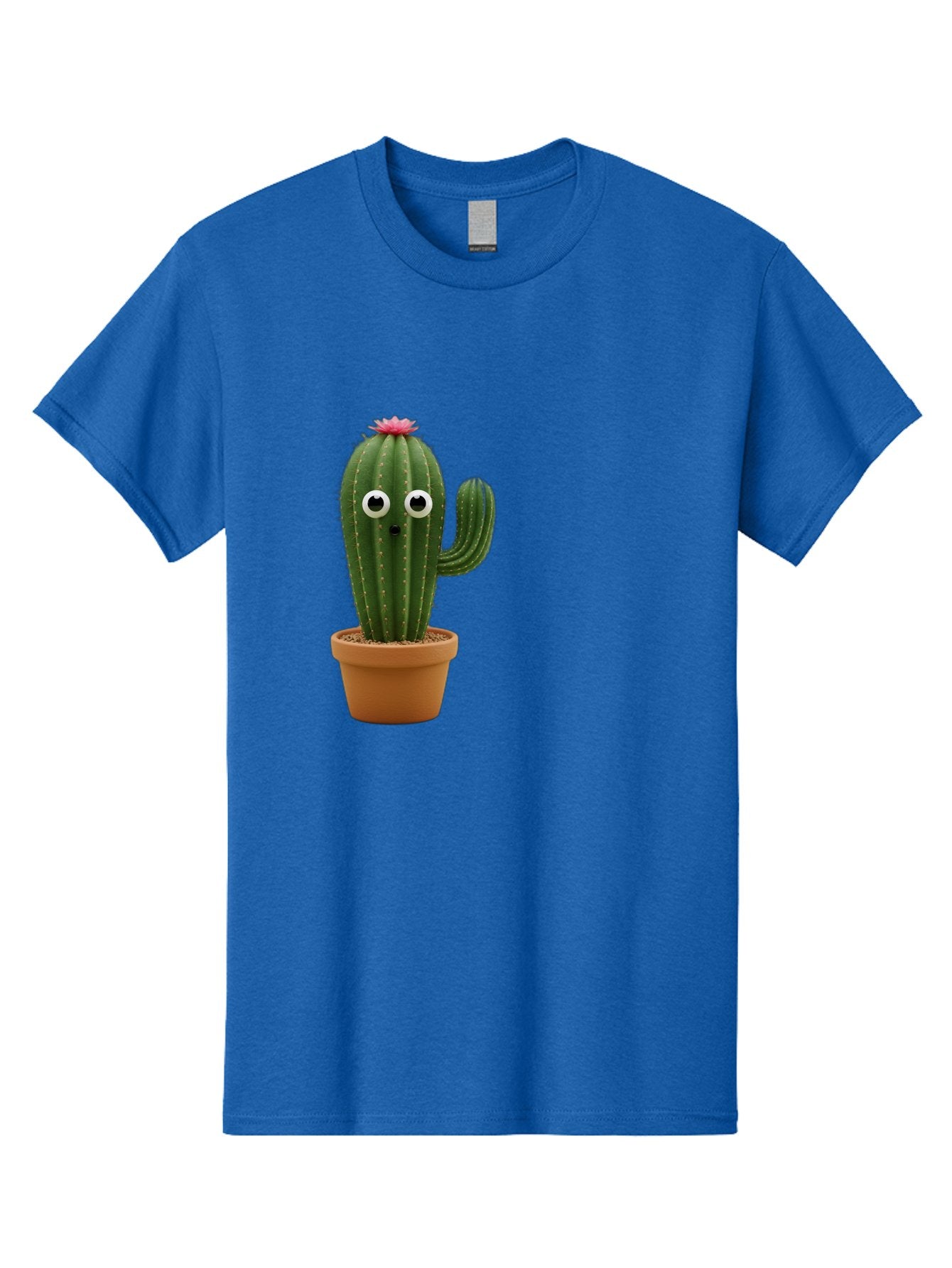 Cactus-With-Eyes Men'S Graphic Tee, 100% Cotton, Comfortable Casual Summer Wear, Machine Washable, Cute Cactus, Cartoon Character, Funny Face, Googley Eyes, Potted Plant, Succulent, Quirky Decor, Whimsical Design, Indoor Plants, Kawaii Bab703 14