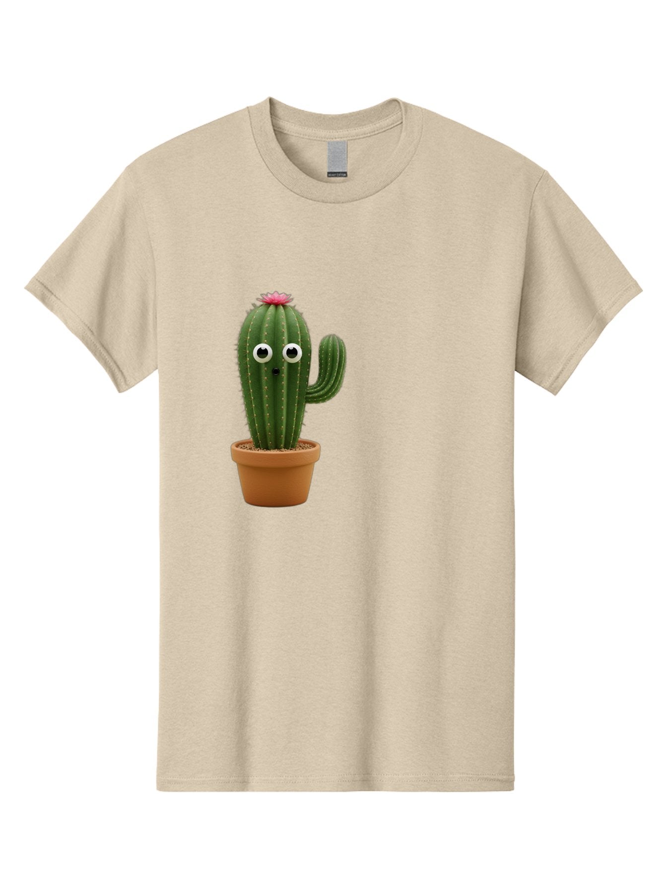 Cactus-With-Eyes Men'S Graphic Tee, 100% Cotton, Comfortable Casual Summer Wear, Machine Washable, Cute Cactus, Cartoon Character, Funny Face, Googley Eyes, Potted Plant, Succulent, Quirky Decor, Whimsical Design, Indoor Plants, Kawaii Bab703 8