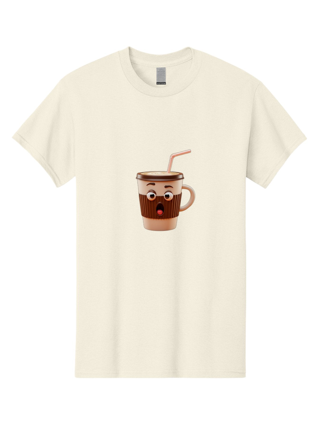 Cafe-Cup Men'S Graphic Tee, 100% Cotton, Comfortable Casual Summer Wear, Machine Washable, Cartoon Coffee Cup, Surprised Expression, Anthropomorphic Design, Coffee Beverage, Disposable Cup, Straw, Shocked Face, Funny Character Bab705 9