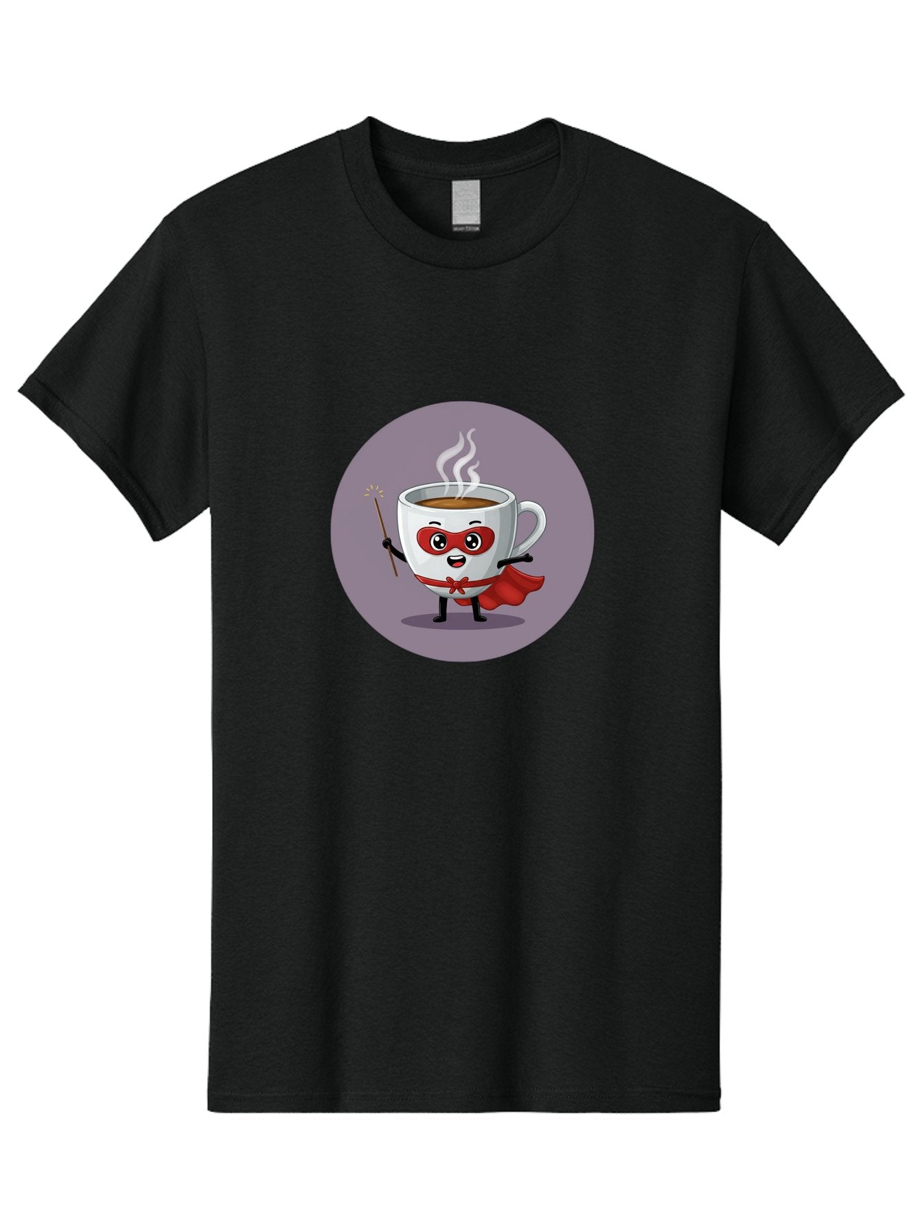 Cafe-Hero Men'S Graphic Tee, 100% Cotton, Comfortable Casual Summer Wear, Machine Washable, Cartoon Coffee Cup, Superhero Theme, Red Mask, Red Cape, Magical Wand, Steaming Hot Coffee, Funny Character, Animated Beverage Bab706 7