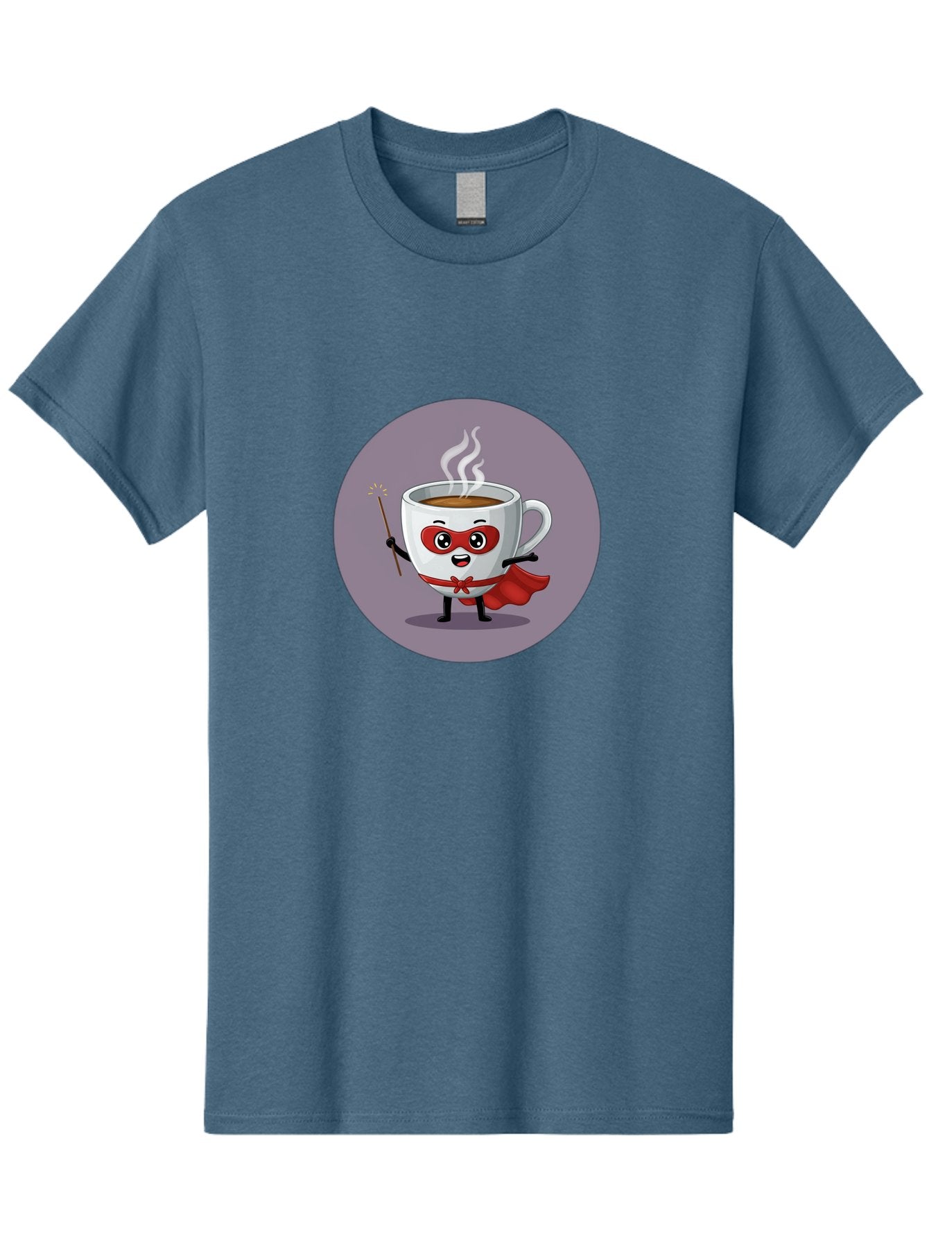 Cafe-Hero Men'S Graphic Tee, 100% Cotton, Comfortable Casual Summer Wear, Machine Washable, Cartoon Coffee Cup, Superhero Theme, Red Mask, Red Cape, Magical Wand, Steaming Hot Coffee, Funny Character, Animated Beverage Bab706 10
