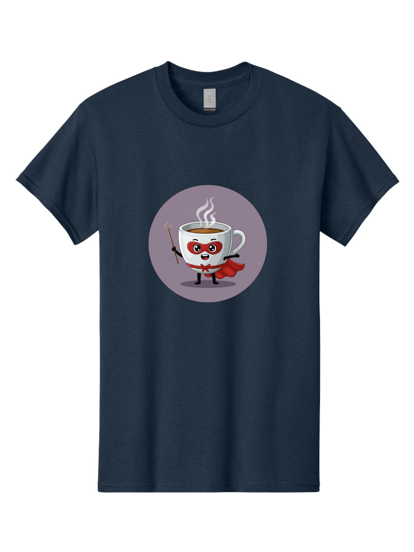 Cafe-Hero Men'S Graphic Tee, 100% Cotton, Comfortable Casual Summer Wear, Machine Washable, Cartoon Coffee Cup, Superhero Theme, Red Mask, Red Cape, Magical Wand, Steaming Hot Coffee, Funny Character, Animated Beverage Bab706 9