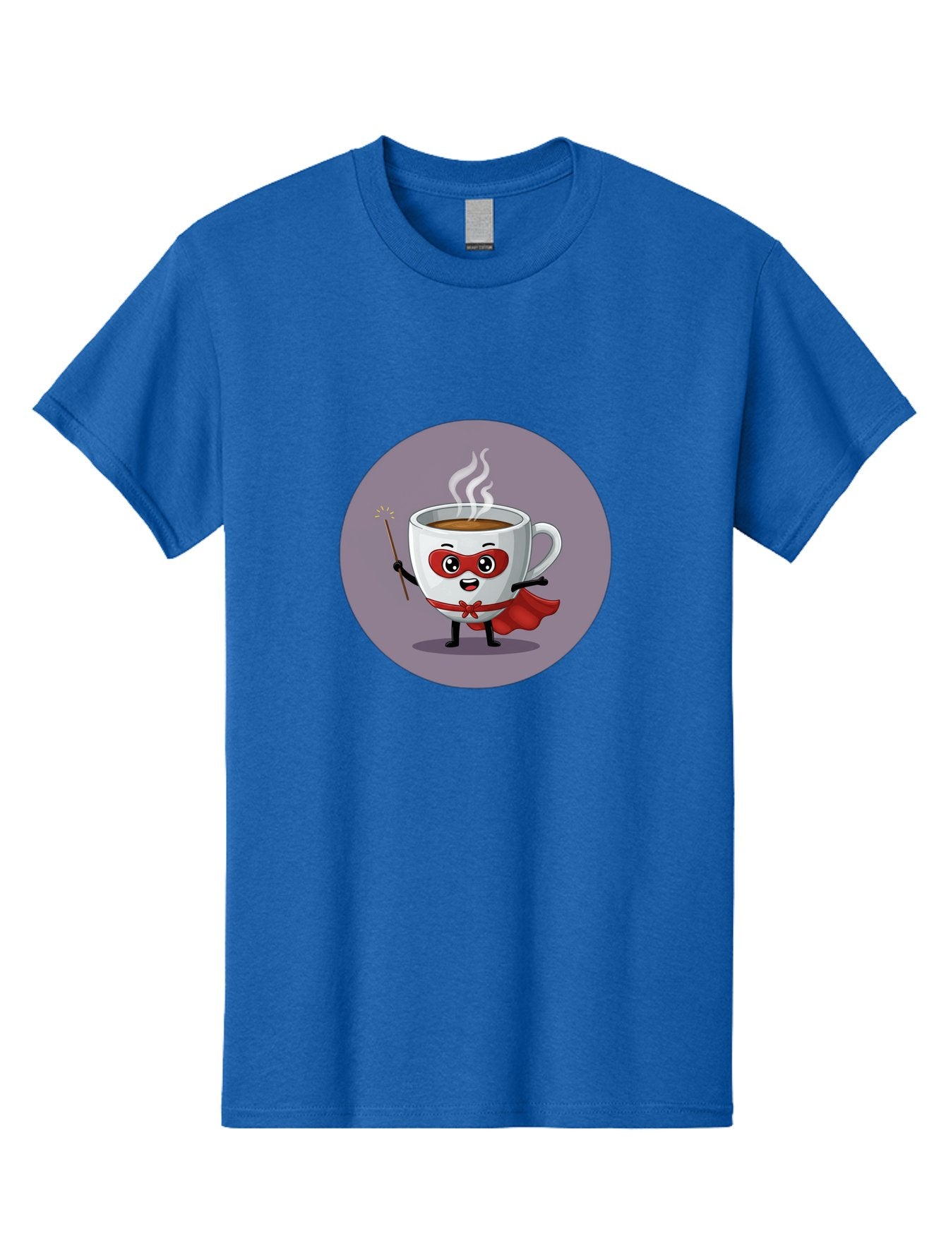 Cafe-Hero Men'S Graphic Tee, 100% Cotton, Comfortable Casual Summer Wear, Machine Washable, Cartoon Coffee Cup, Superhero Theme, Red Mask, Red Cape, Magical Wand, Steaming Hot Coffee, Funny Character, Animated Beverage Bab706 11
