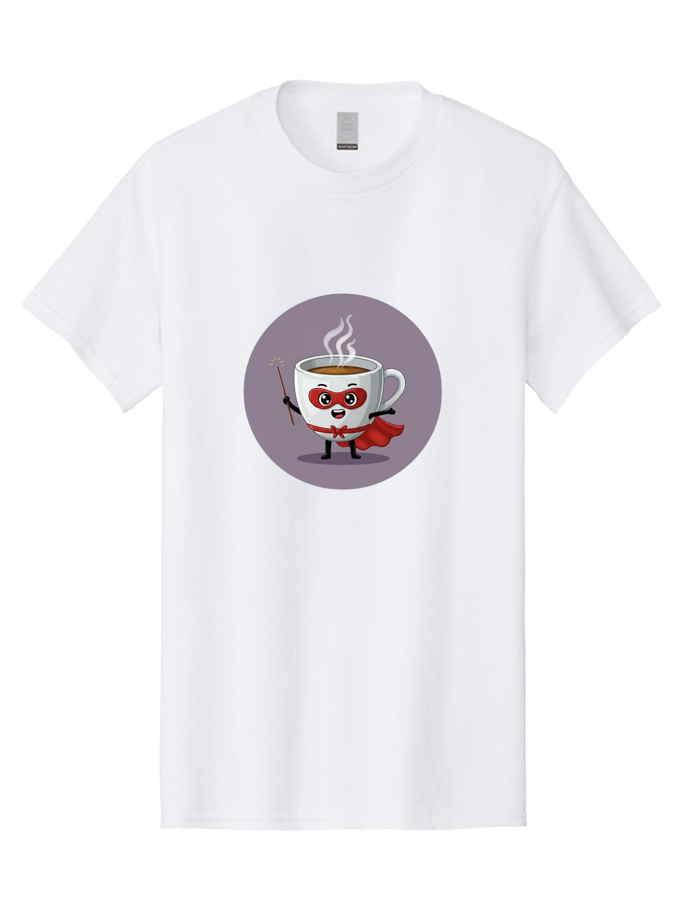 Cafe-Hero Men'S Graphic Tee, 100% Cotton, Comfortable Casual Summer Wear, Machine Washable, Cartoon Coffee Cup, Superhero Theme, Red Mask, Red Cape, Magical Wand, Steaming Hot Coffee, Funny Character, Animated Beverage Bab706 14