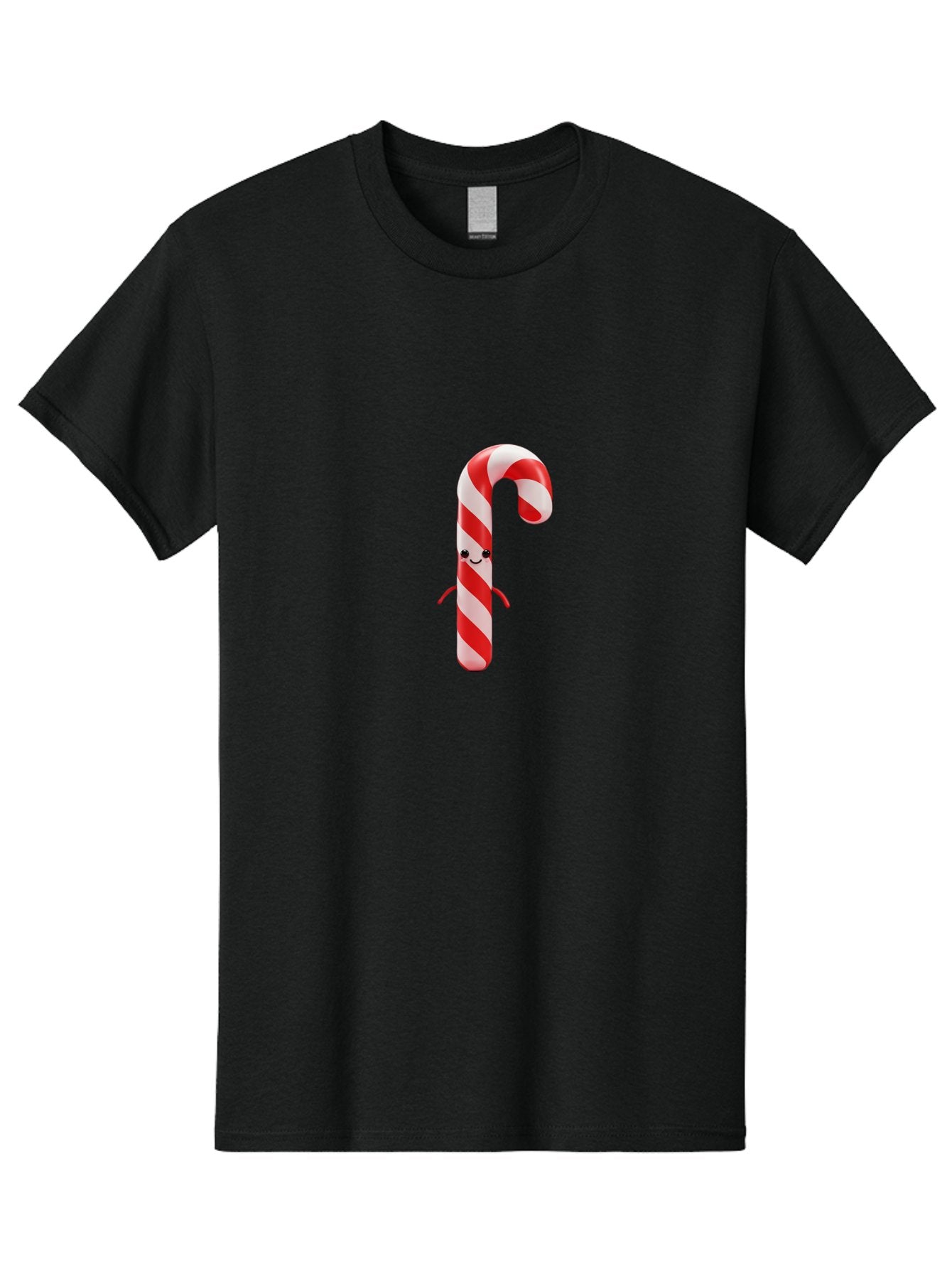 Candy-Cane-Character Men'S Graphic Tee, 100% Cotton, Comfortable Casual Summer Wear, Machine Washable, Red And White Candy Cane, Cartoon Character, Festive Holiday Treat, Sweet Indulgence, Cheerful Smile, Adorable Arms, Christmas Delight Bab708 11