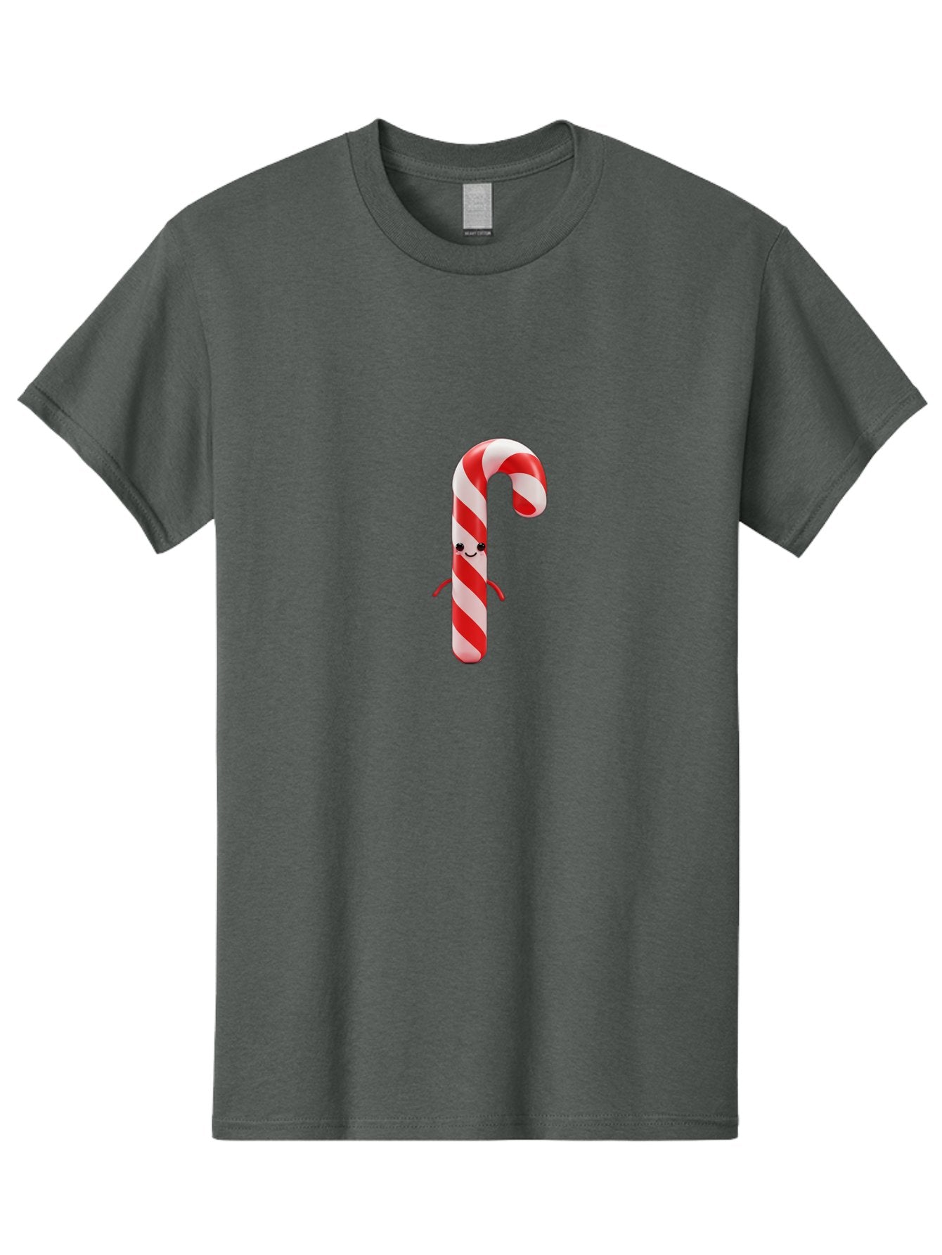 Candy-Cane-Character Men'S Graphic Tee, 100% Cotton, Comfortable Casual Summer Wear, Machine Washable, Red And White Candy Cane, Cartoon Character, Festive Holiday Treat, Sweet Indulgence, Cheerful Smile, Adorable Arms, Christmas Delight Bab708 13