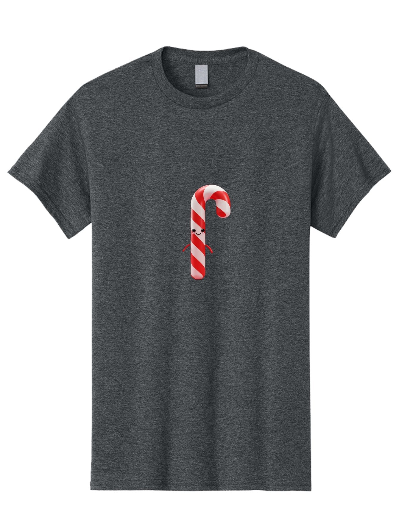 Candy-Cane-Character Men'S Graphic Tee, 100% Cotton, Comfortable Casual Summer Wear, Machine Washable, Red And White Candy Cane, Cartoon Character, Festive Holiday Treat, Sweet Indulgence, Cheerful Smile, Adorable Arms, Christmas Delight Bab708 7