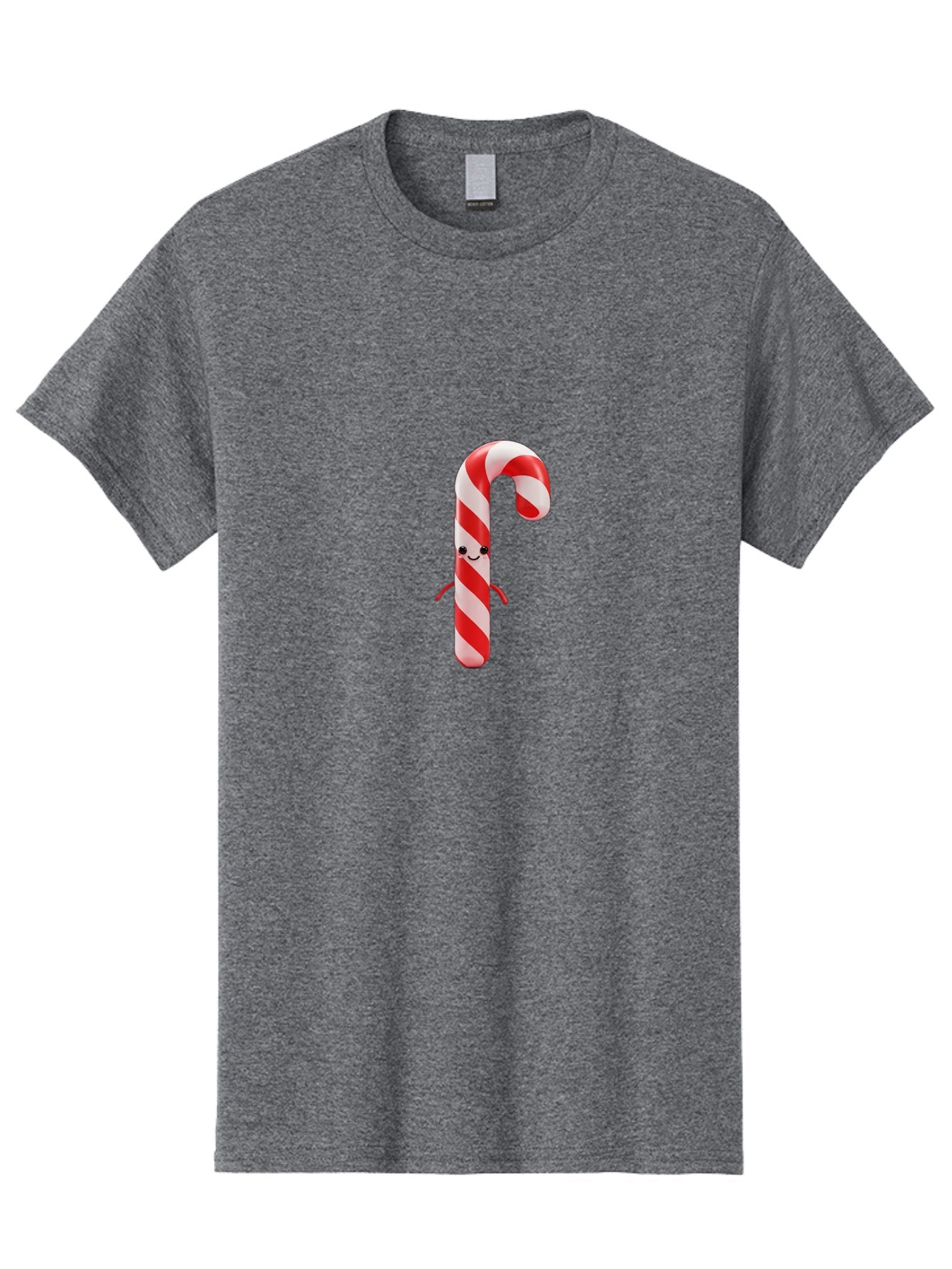 Candy-Cane-Character Men'S Graphic Tee, 100% Cotton, Comfortable Casual Summer Wear, Machine Washable, Red And White Candy Cane, Cartoon Character, Festive Holiday Treat, Sweet Indulgence, Cheerful Smile, Adorable Arms, Christmas Delight Bab708 15