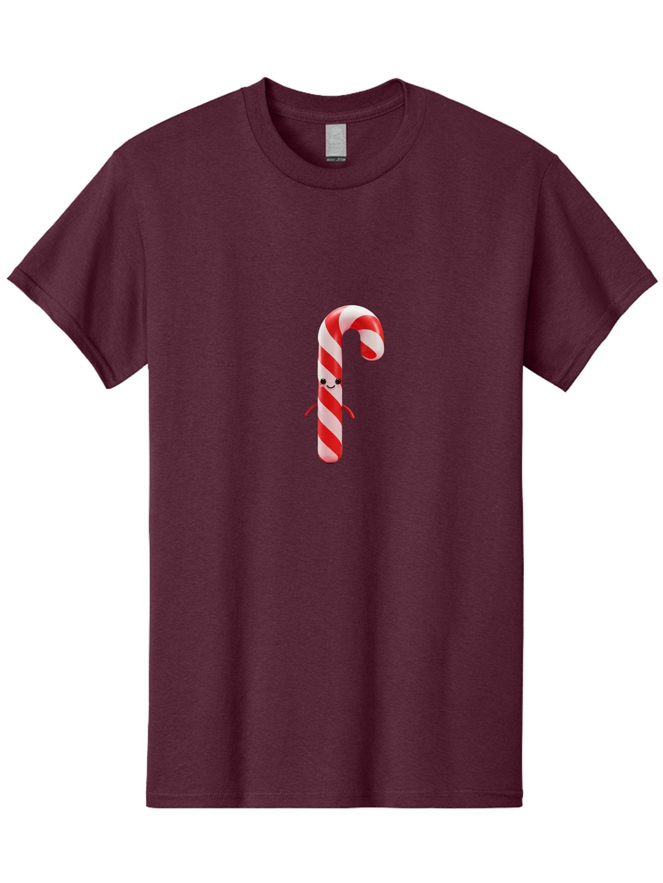 Candy-Cane-Character Men'S Graphic Tee, 100% Cotton, Comfortable Casual Summer Wear, Machine Washable, Red And White Candy Cane, Cartoon Character, Festive Holiday Treat, Sweet Indulgence, Cheerful Smile, Adorable Arms, Christmas Delight Bab708 14